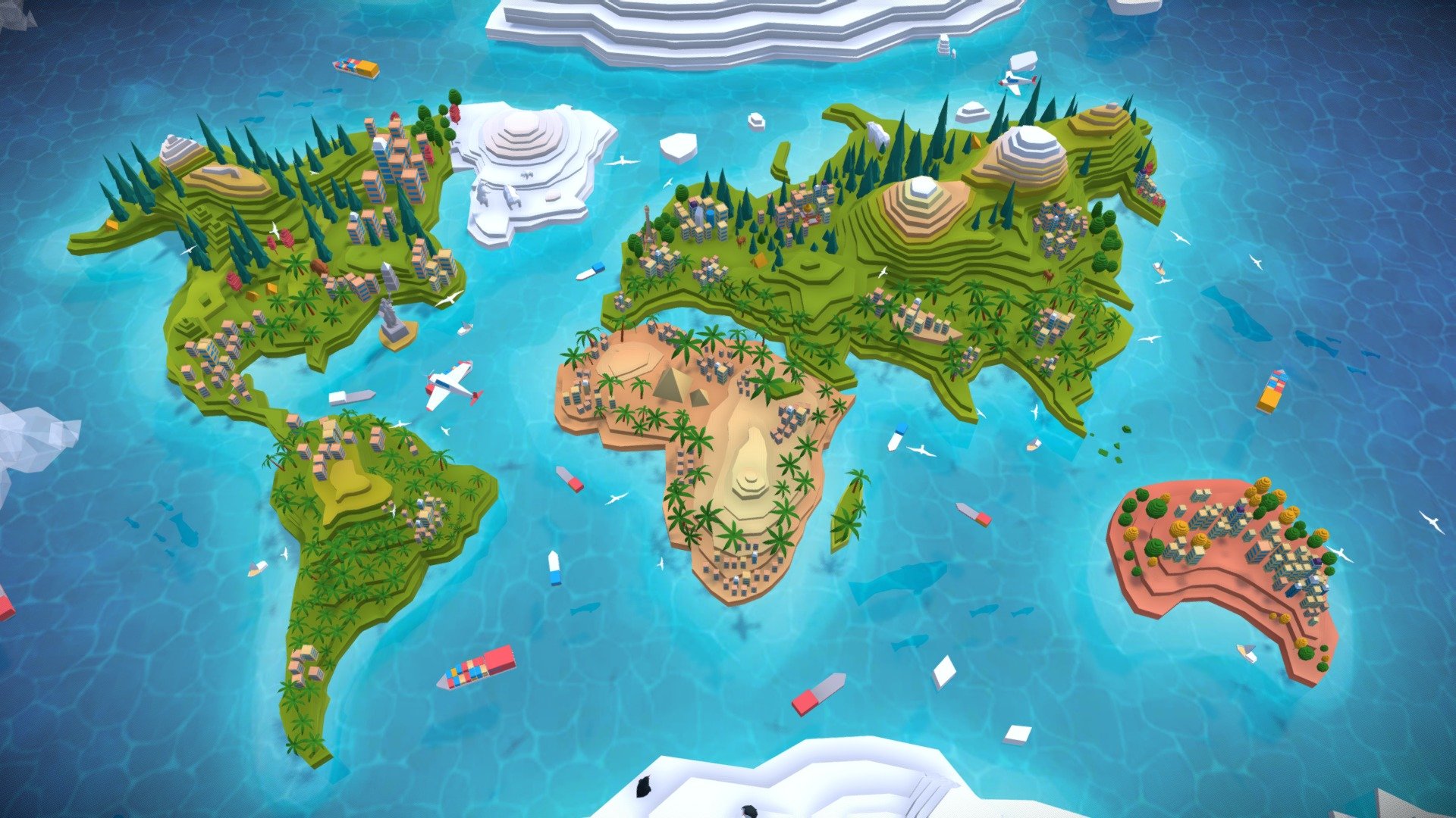 Cartoon Low Poly World Map 2.0 3d model