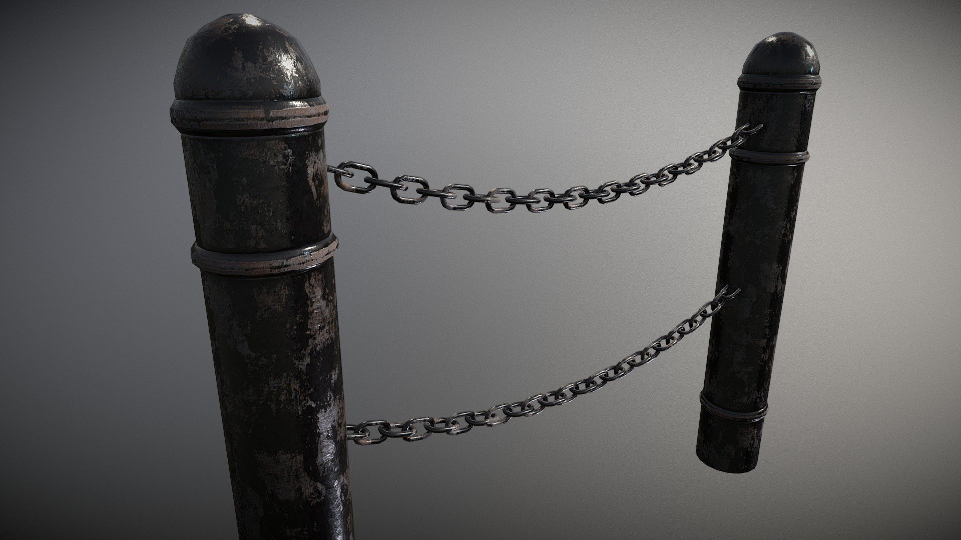 Bollard and chain 3d model