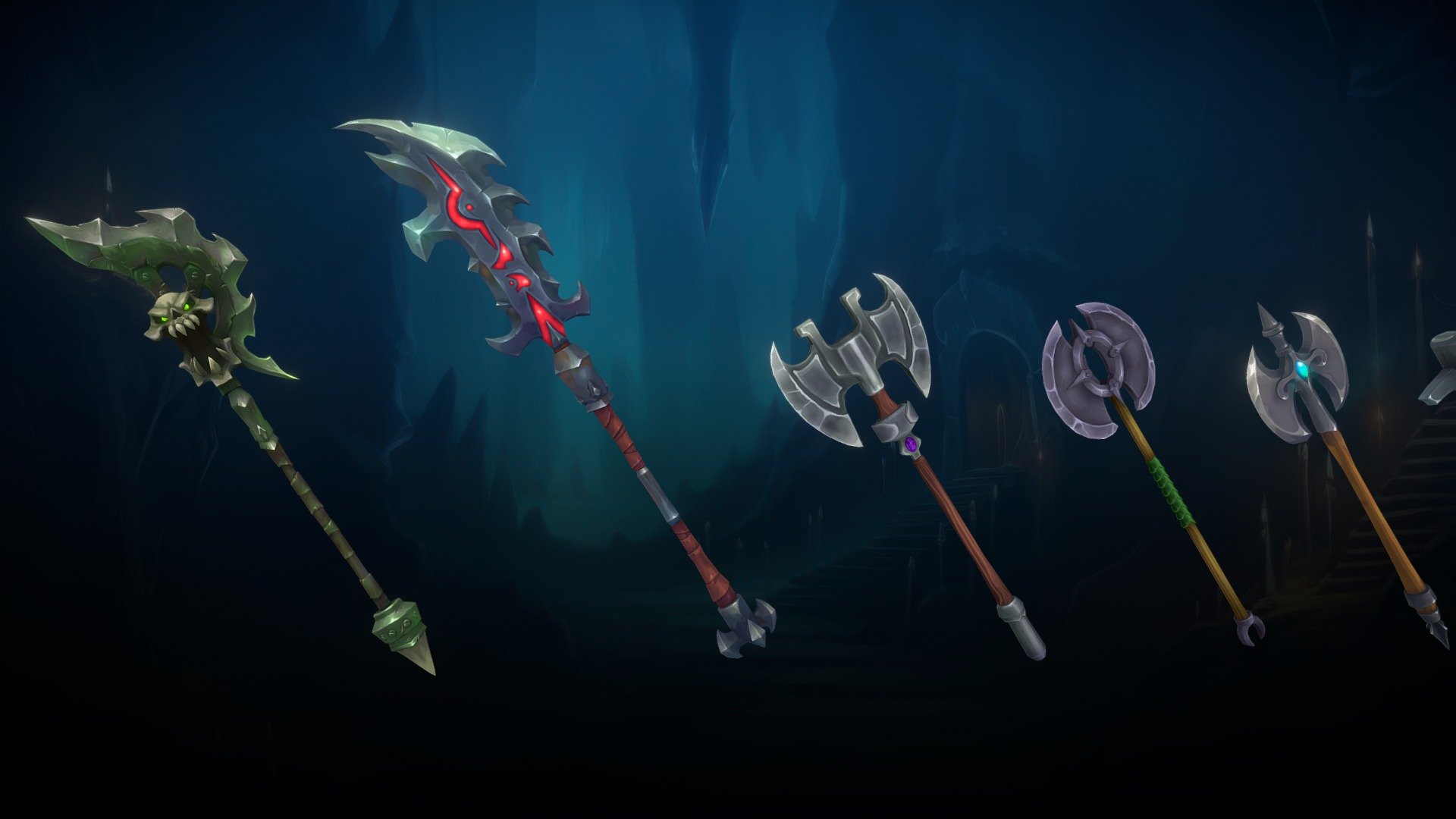 Stylized Fantasy Axes 3d model