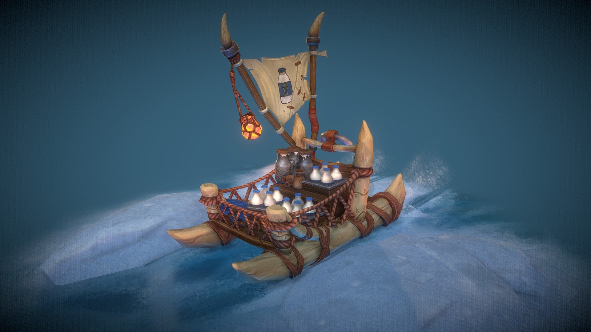 Tuskarr Milk Delivery Sledge (CGMA Project) 3d model