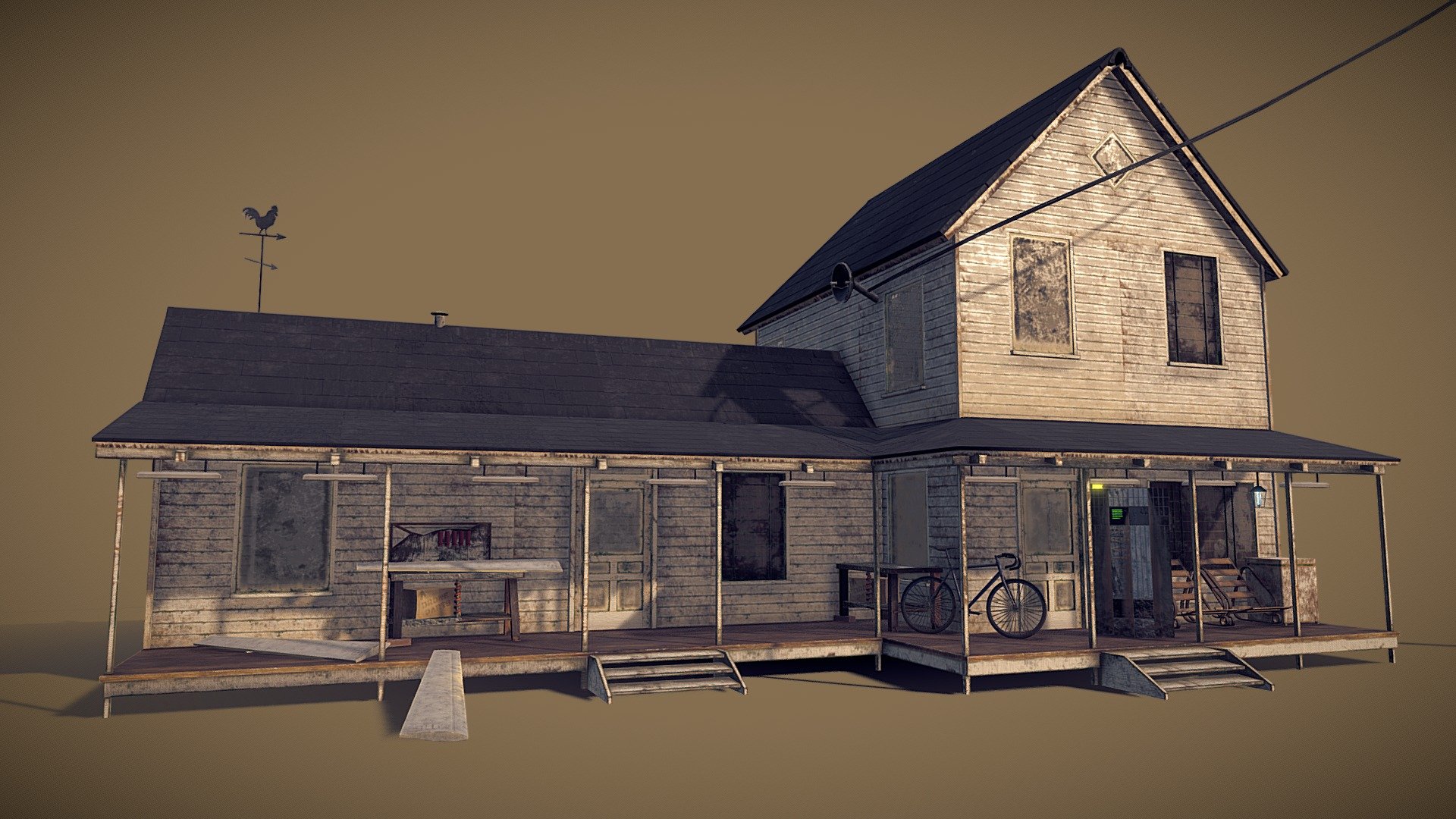 Ranch style house (Coopers from Interstellar) 3d model