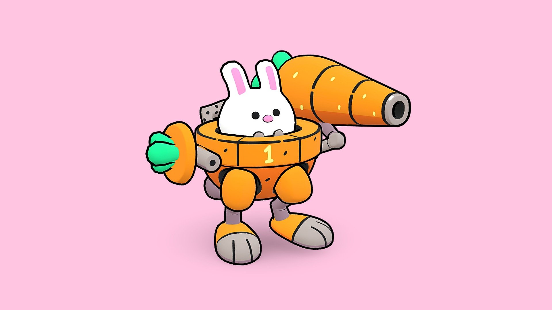 Cute Bunny Mech 3d model