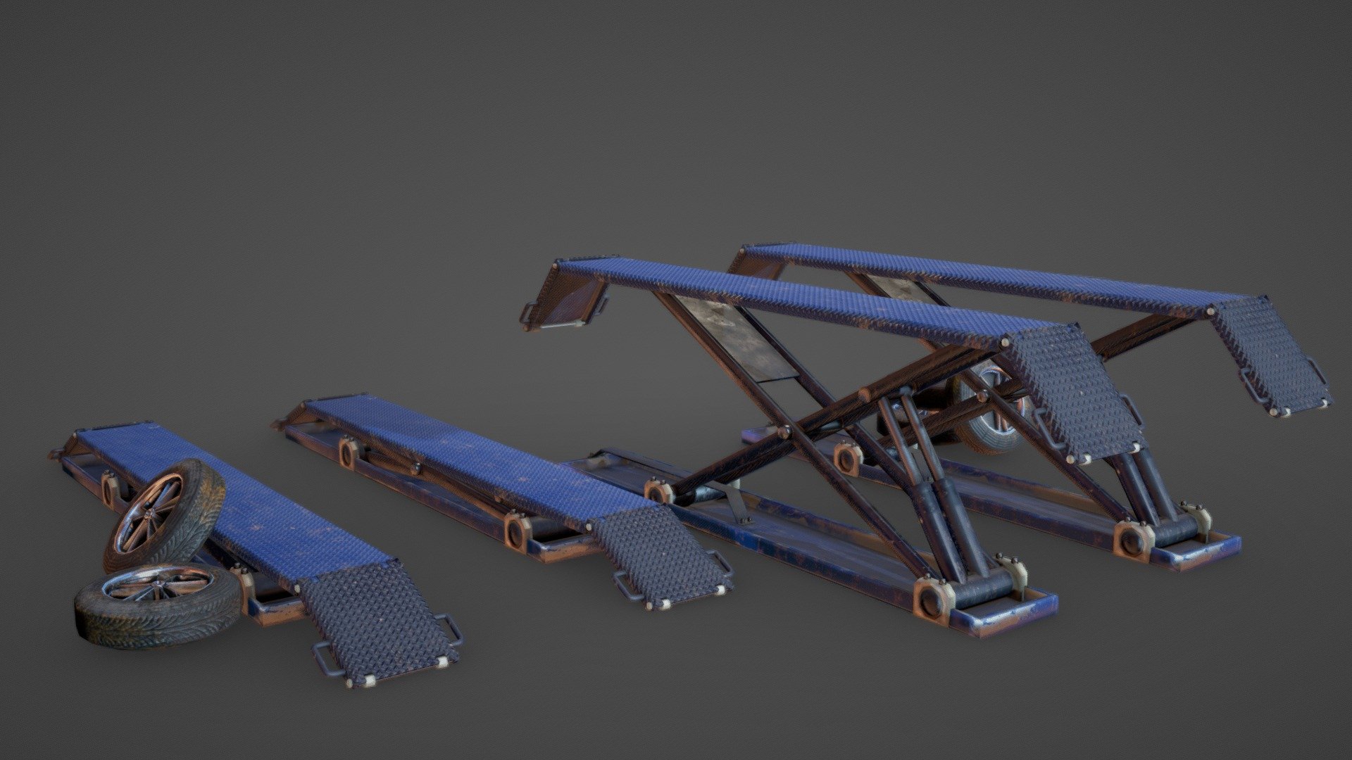 Game ready hydraulic car lifter 3d model