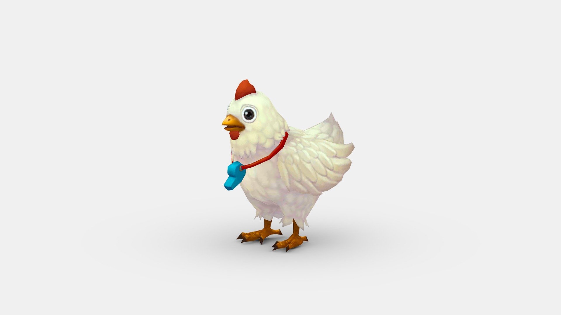 Cartoon white chicken wearing a whistle 3d model