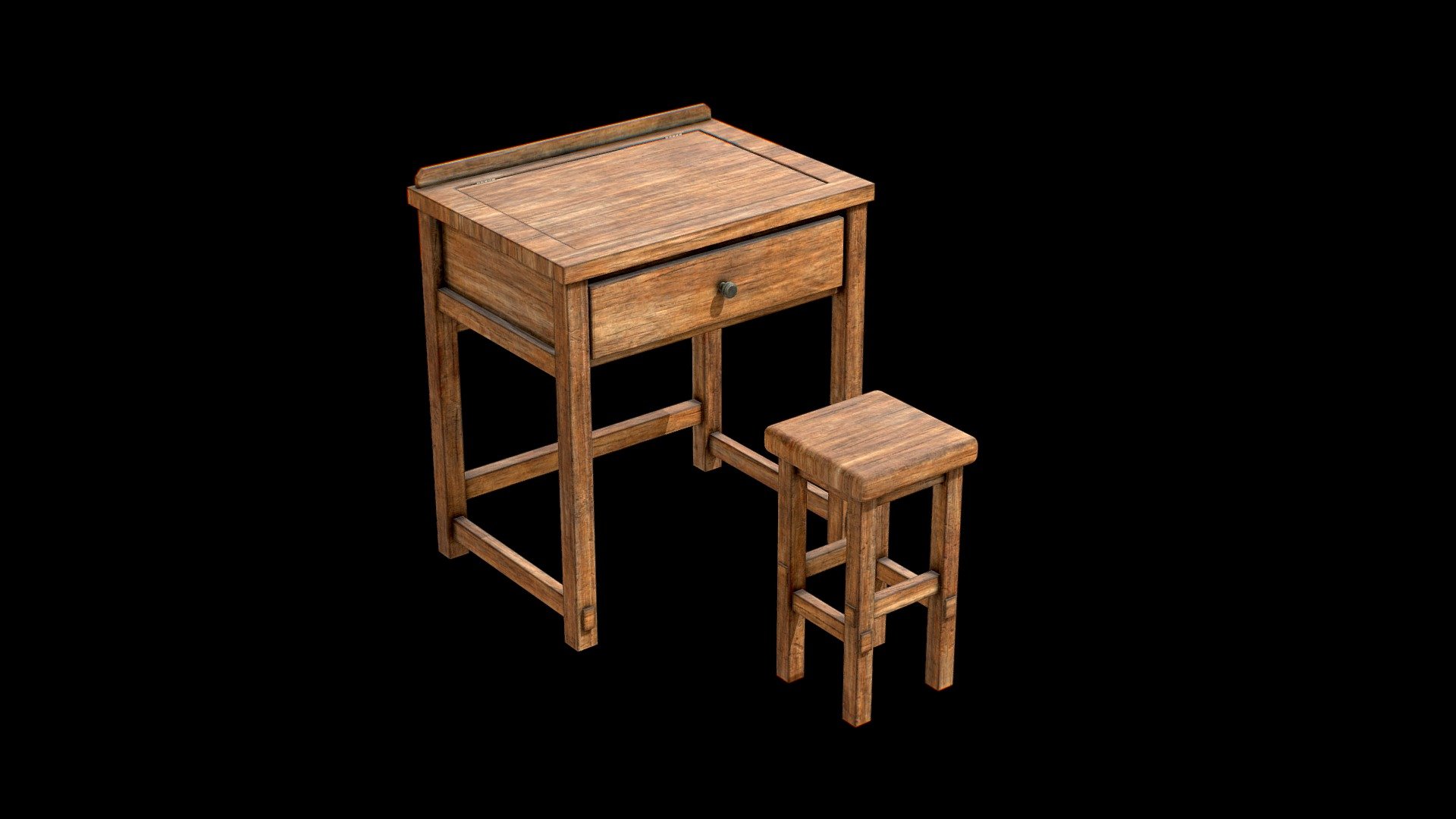 Table And Chair Combination-Freepoly.org 3d model