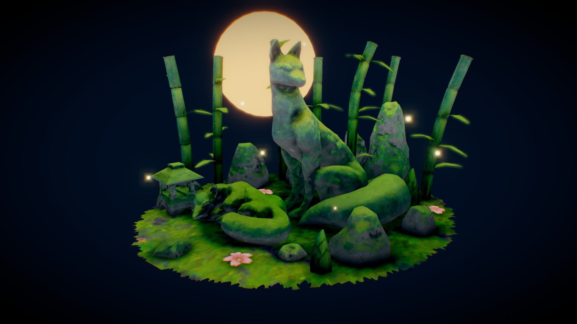 Fox Statues 3d model