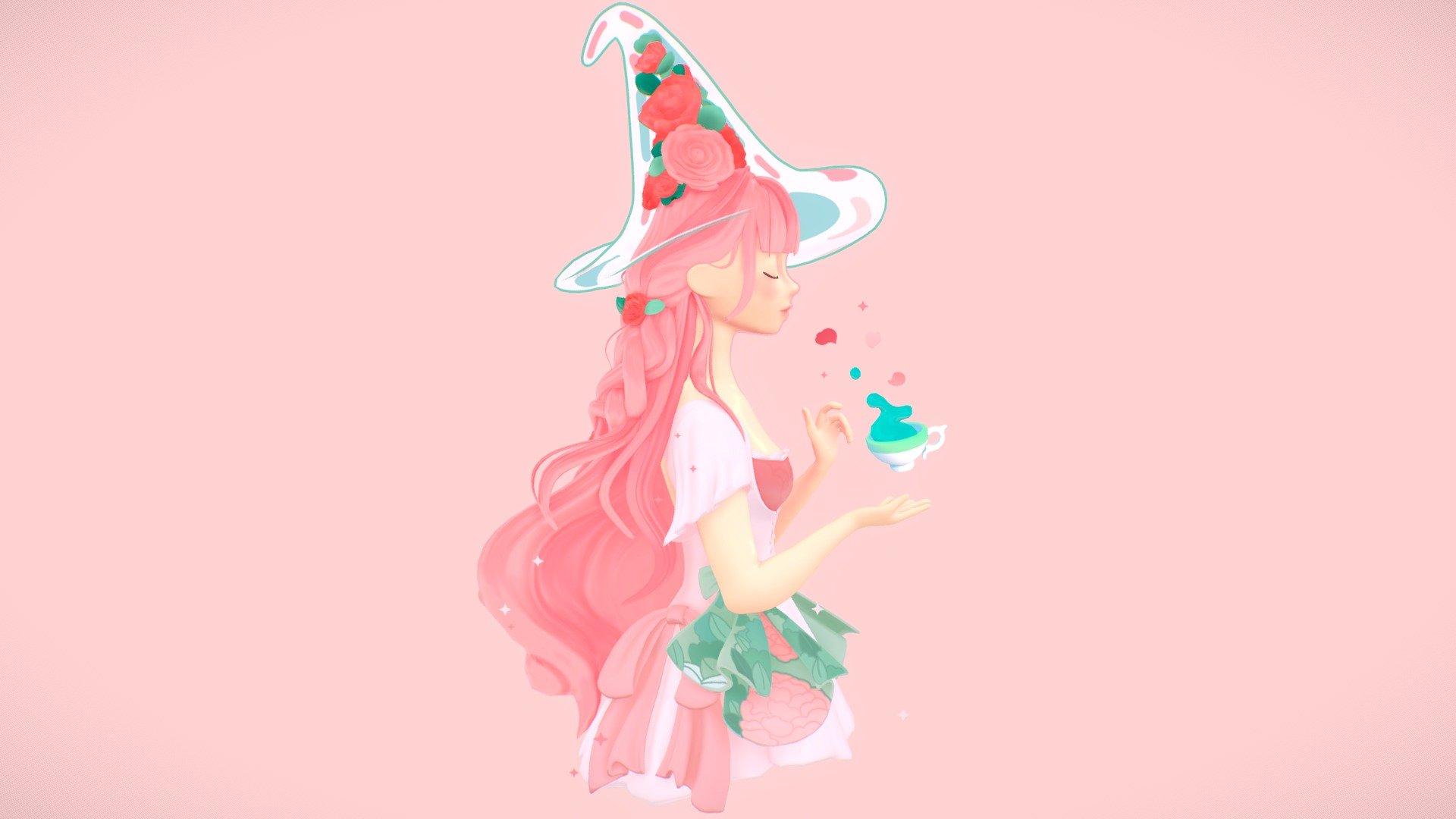 🌹 Rose tea witch🌹 3d model