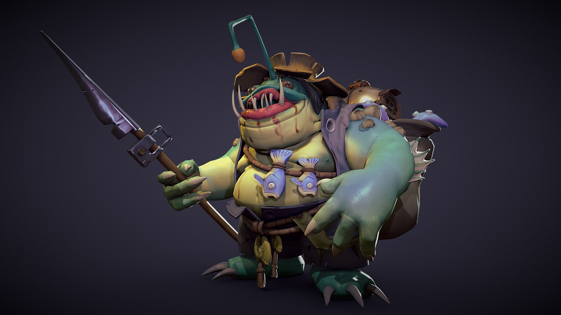 DeepSea Fishman Character 3d model