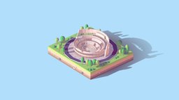 Cartoon Low Poly Rome Coloseum Landmark