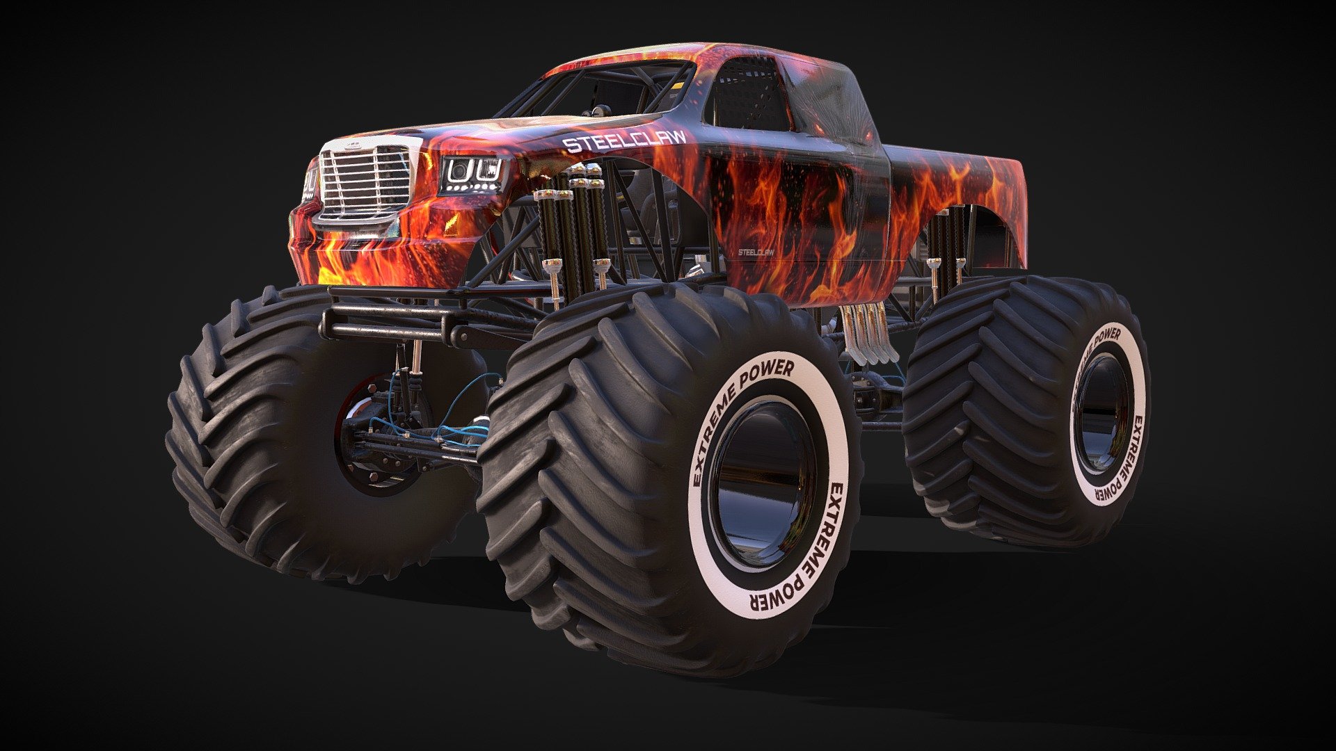 STEELCLAW DRIVABLE MONSTER TRUCK ASSET 3d model