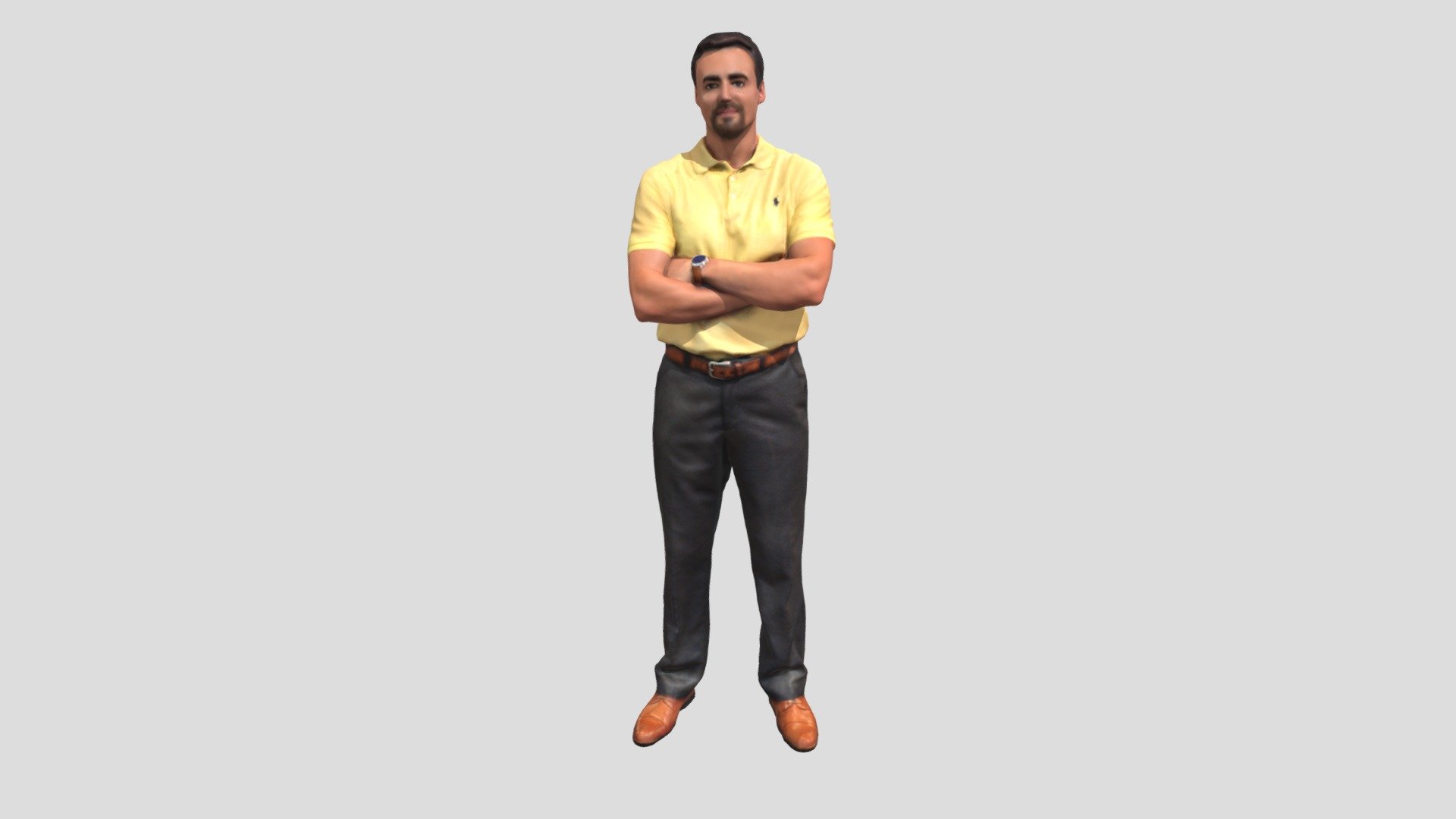 Man in yellow polo 3d model