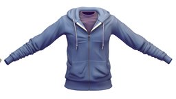 Cartoon High Poly Subdivision Blue Hoodie