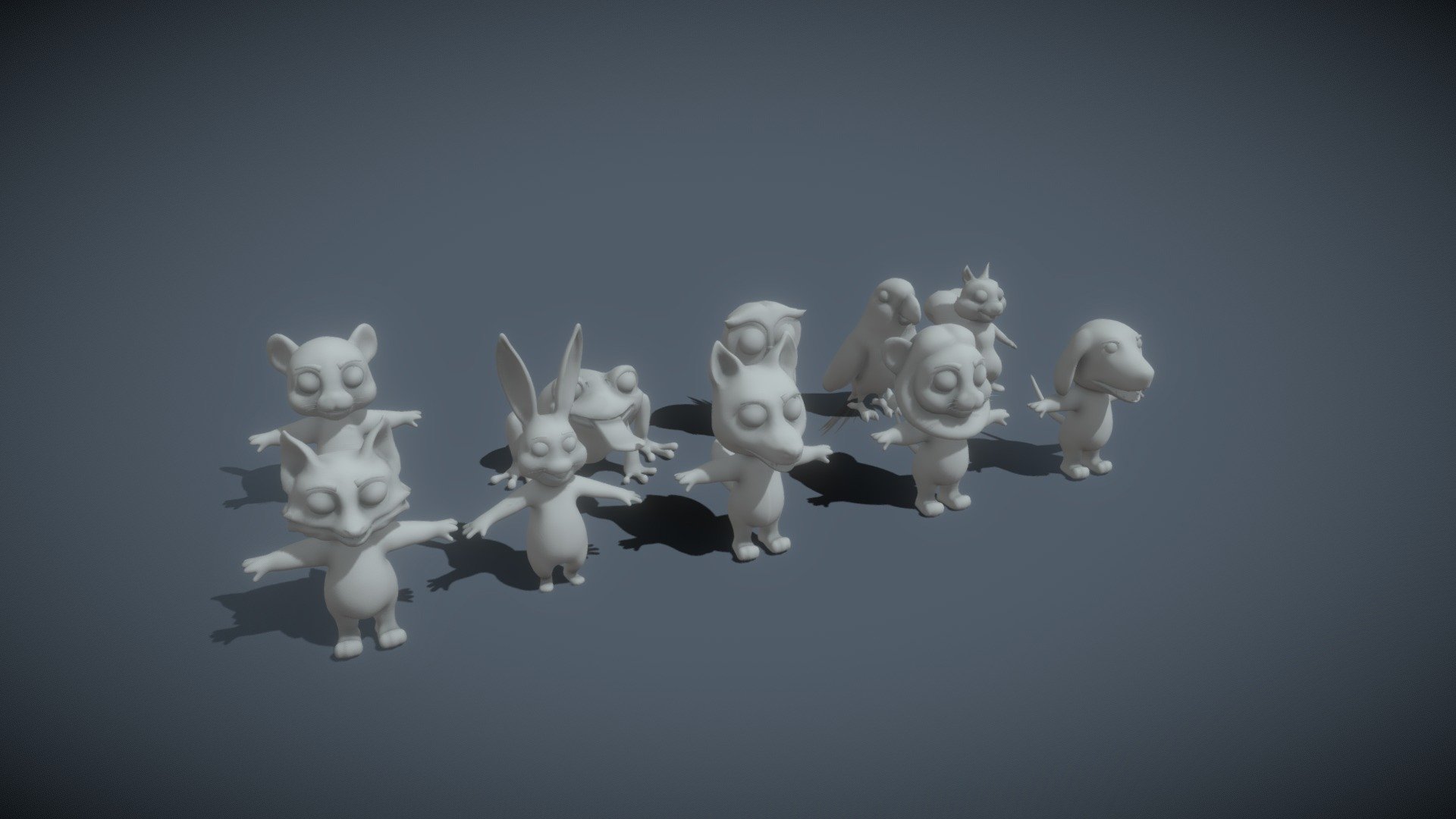 Cartoon Animals 10 Rigged Base Mesh Vol 1 3d model