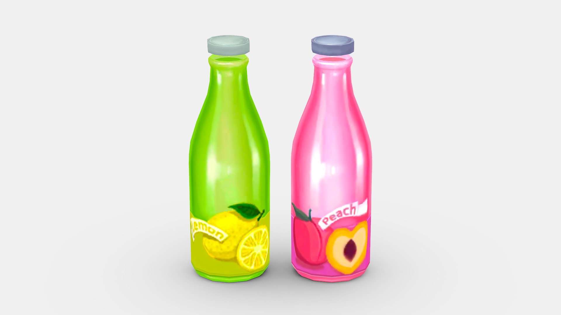 Cartoon bottled juice drink 3d model