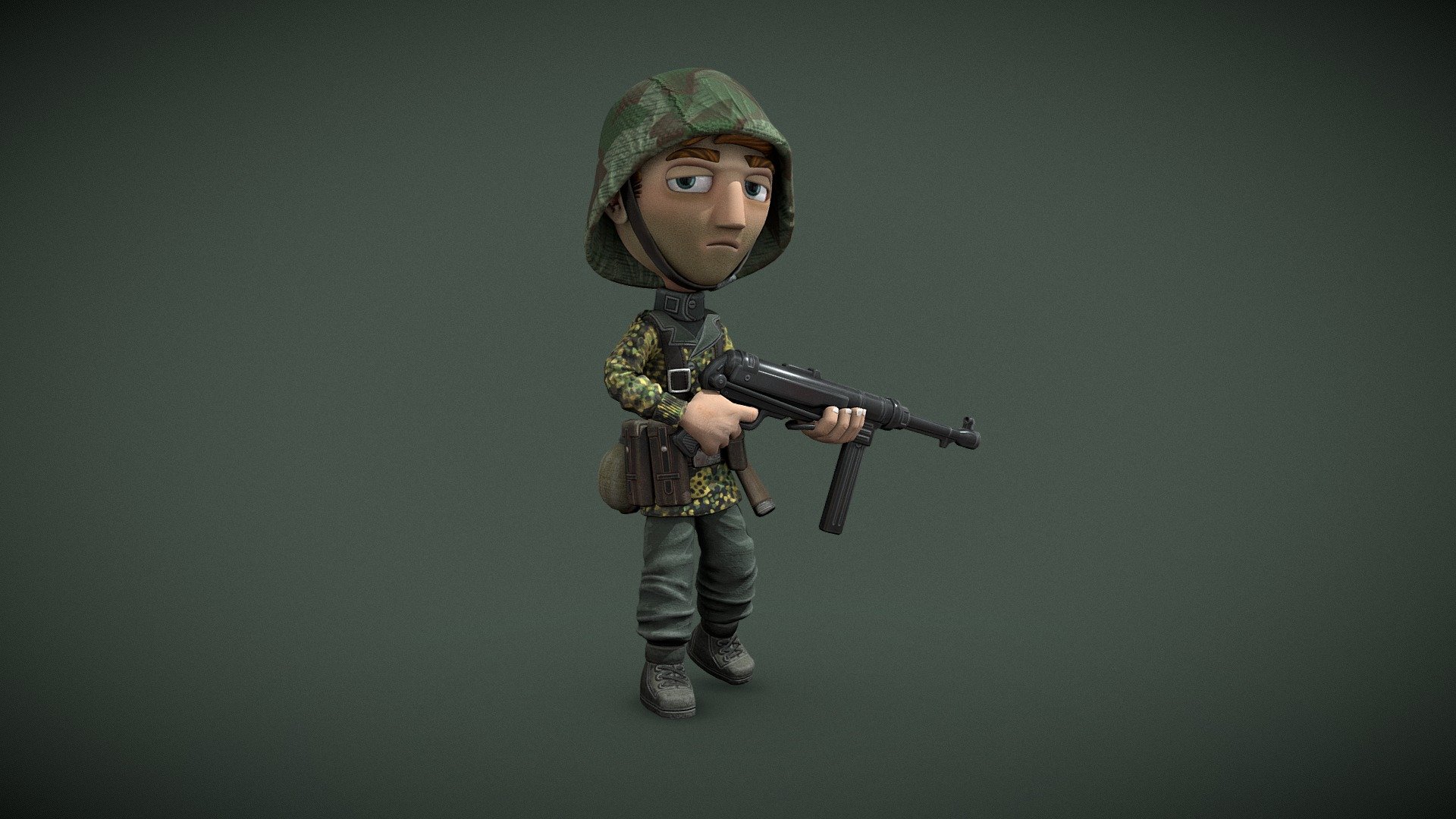 toon-style Panzergrenadier character "Hans" 3d model