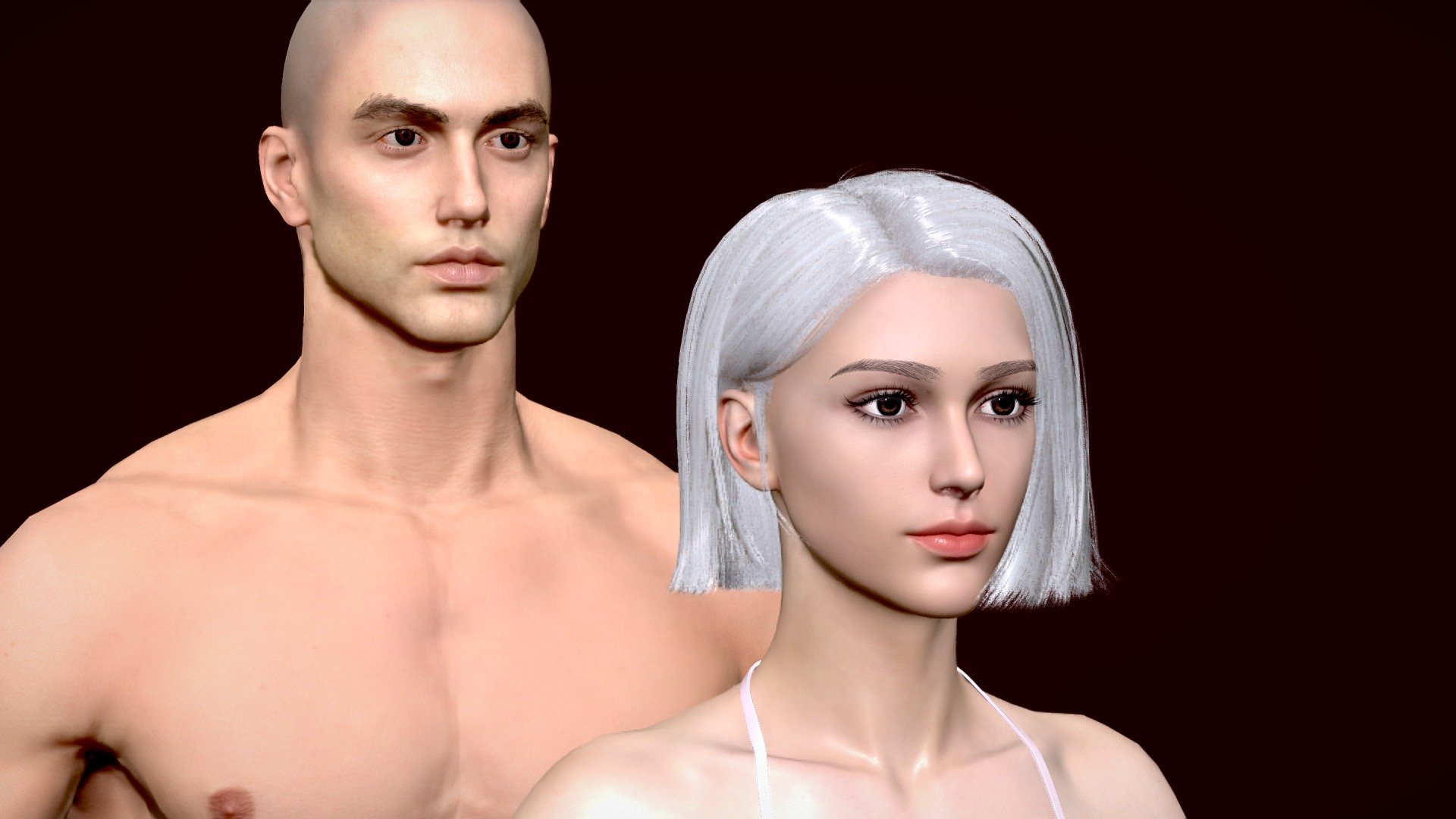 Caucasian Realistic man woman GameAssets 3d model