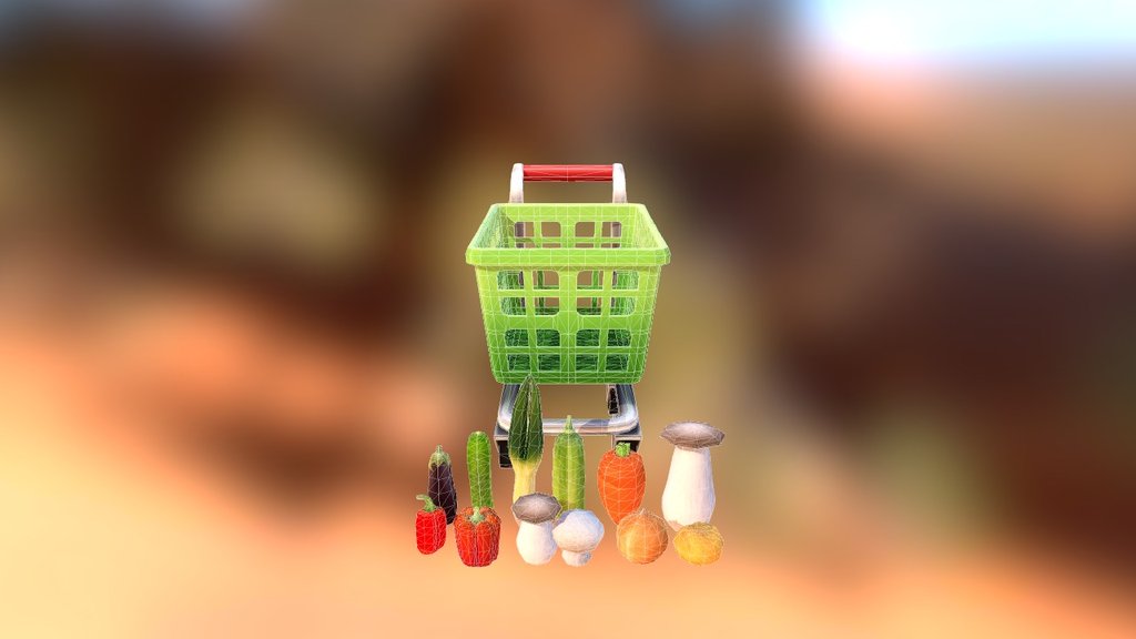 3D Cart Object (Vegetable) 3d model