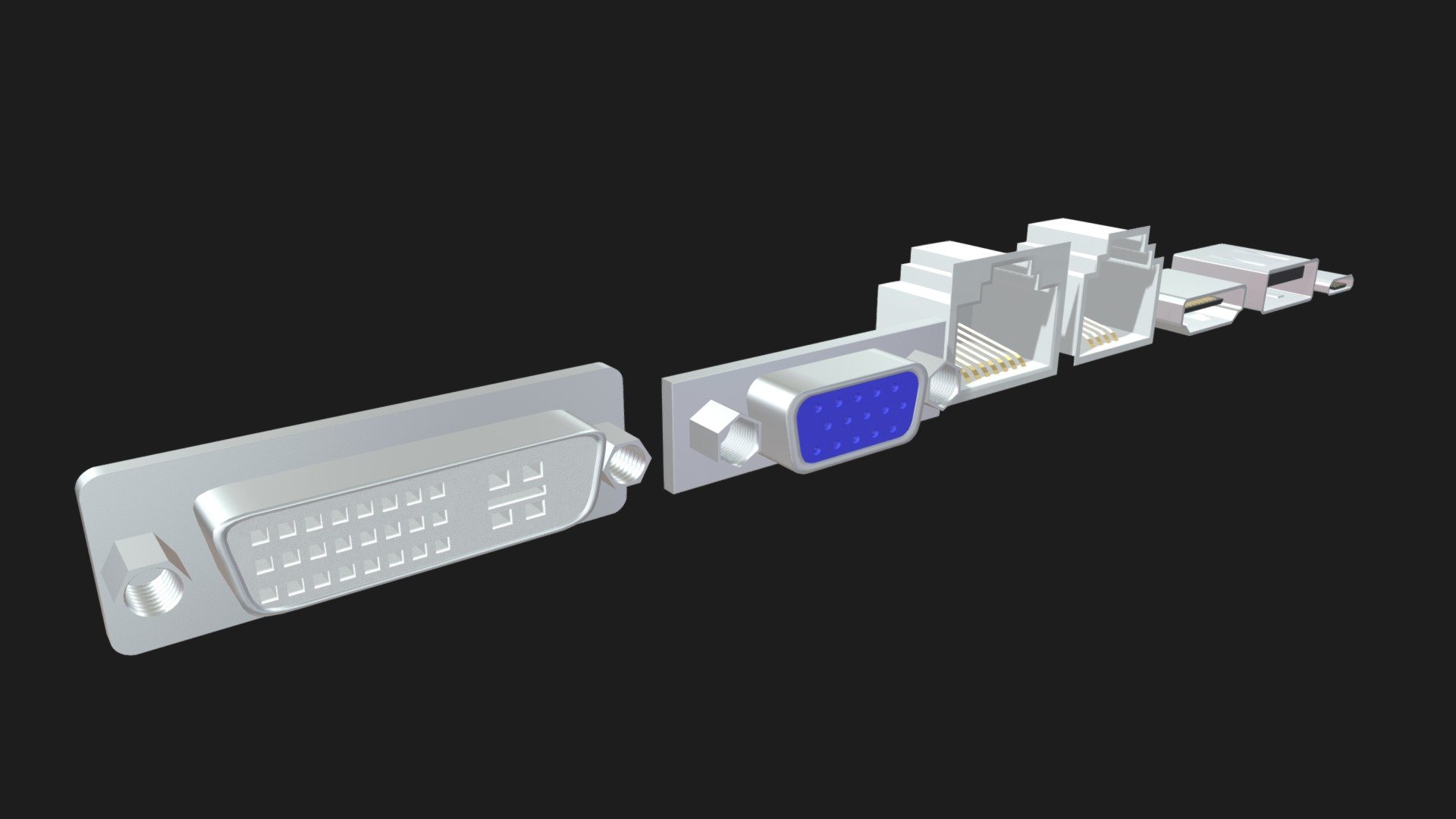 Computer ports sockets 3d model