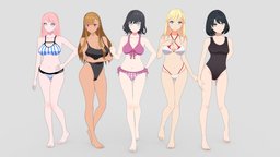 Summer Collection: 5 Anime Bikini 3D Characters