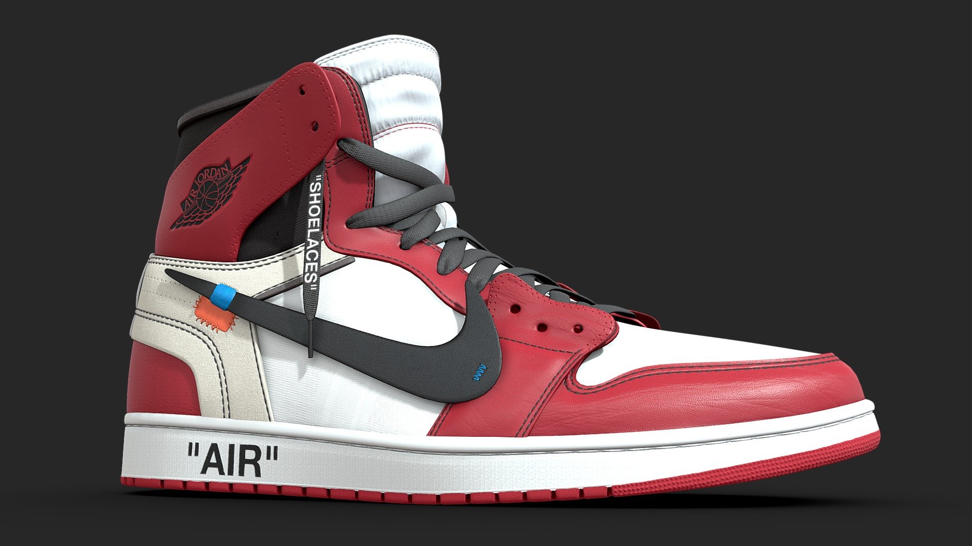 Jordan 1 Off White Chicago 3d model