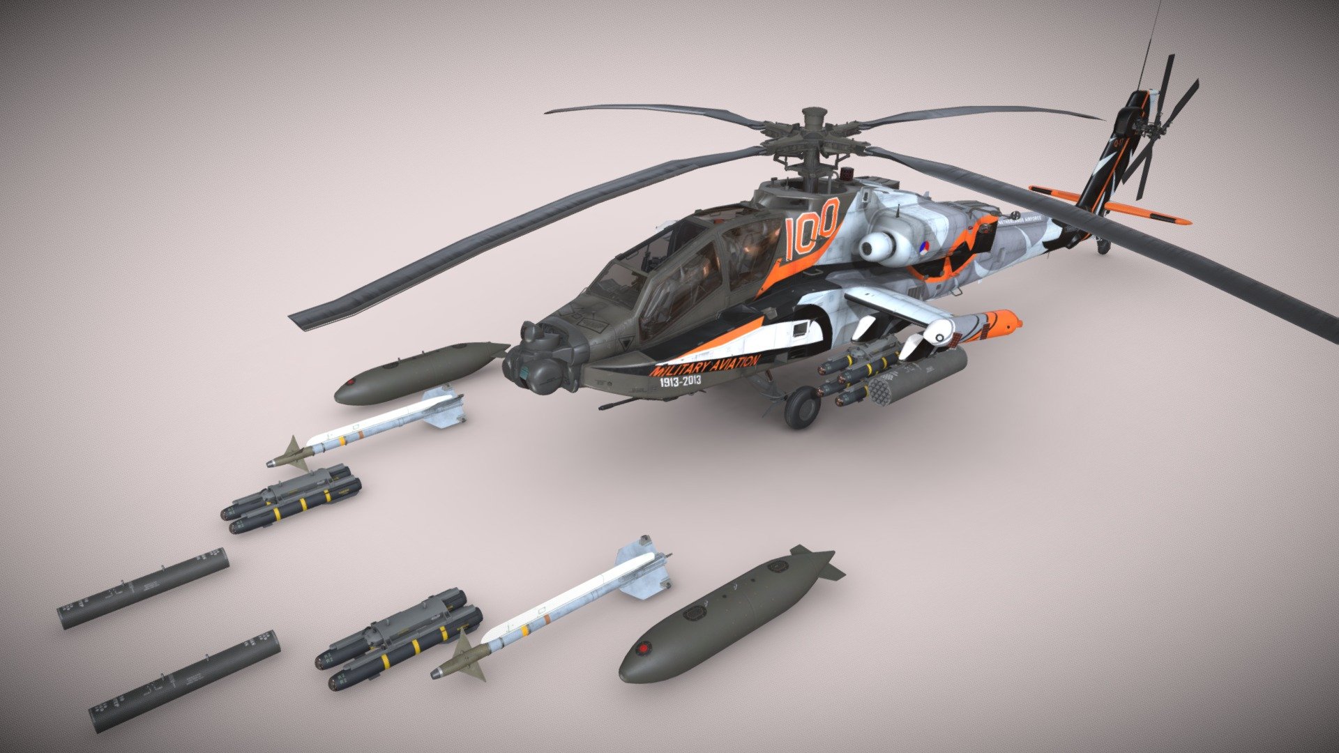 Apache AH-64D Netherlands Static 3d model