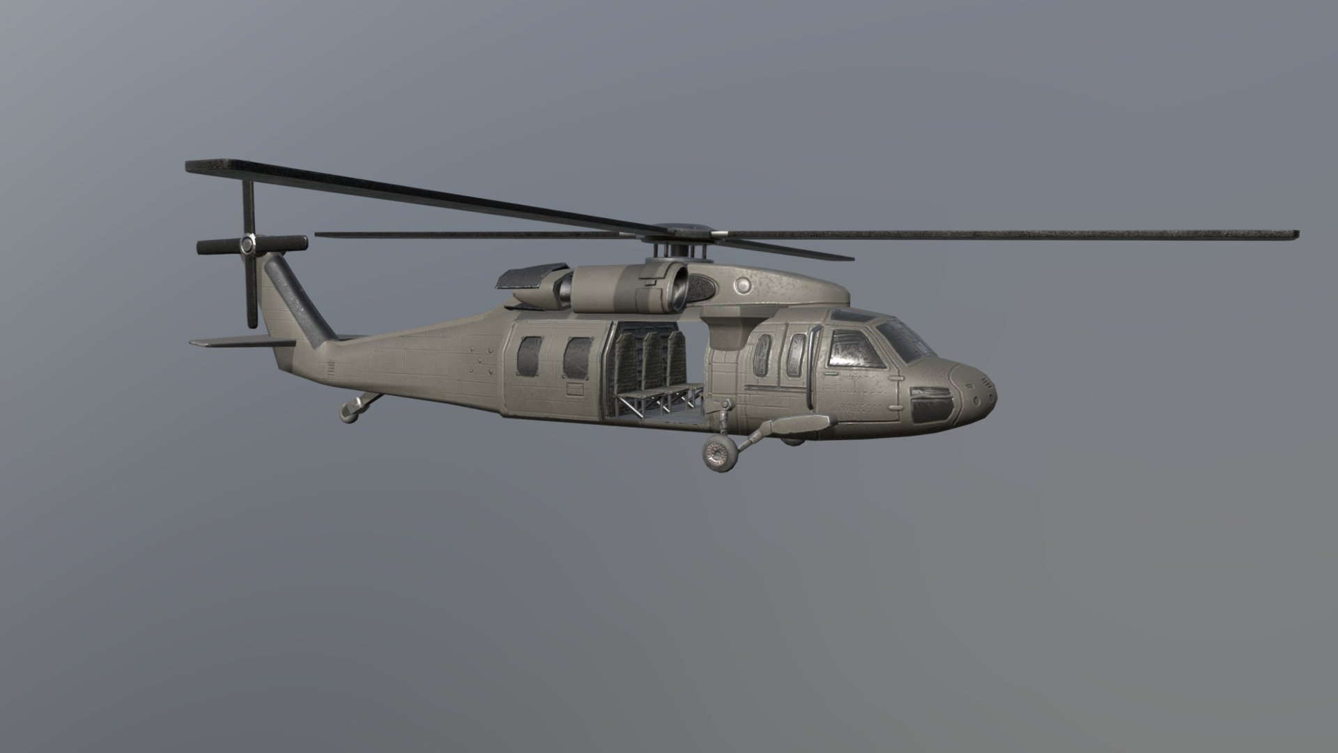 Low Poly Military Helicopter 3d model