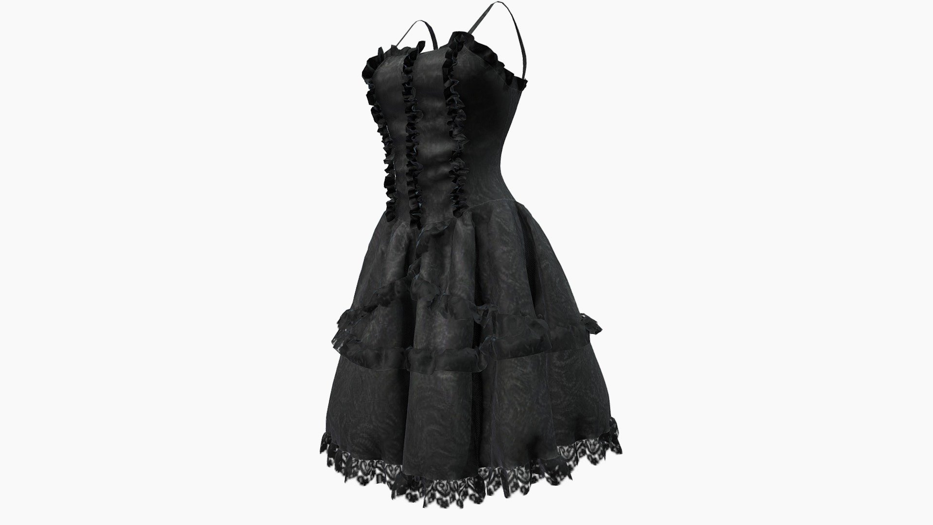 Female Black Lolita Dress 3d model