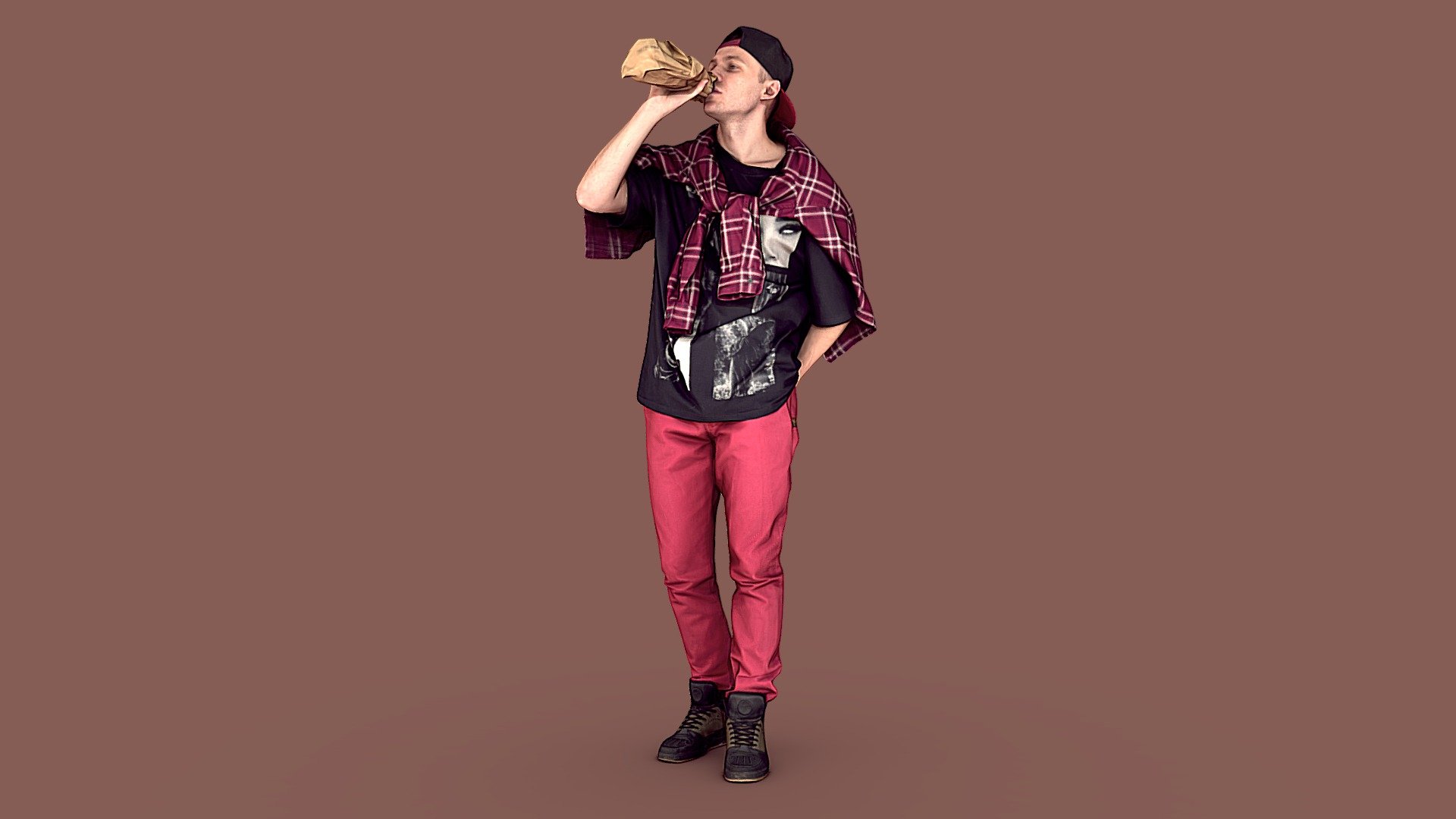 Young Rapper with Booze 3d model