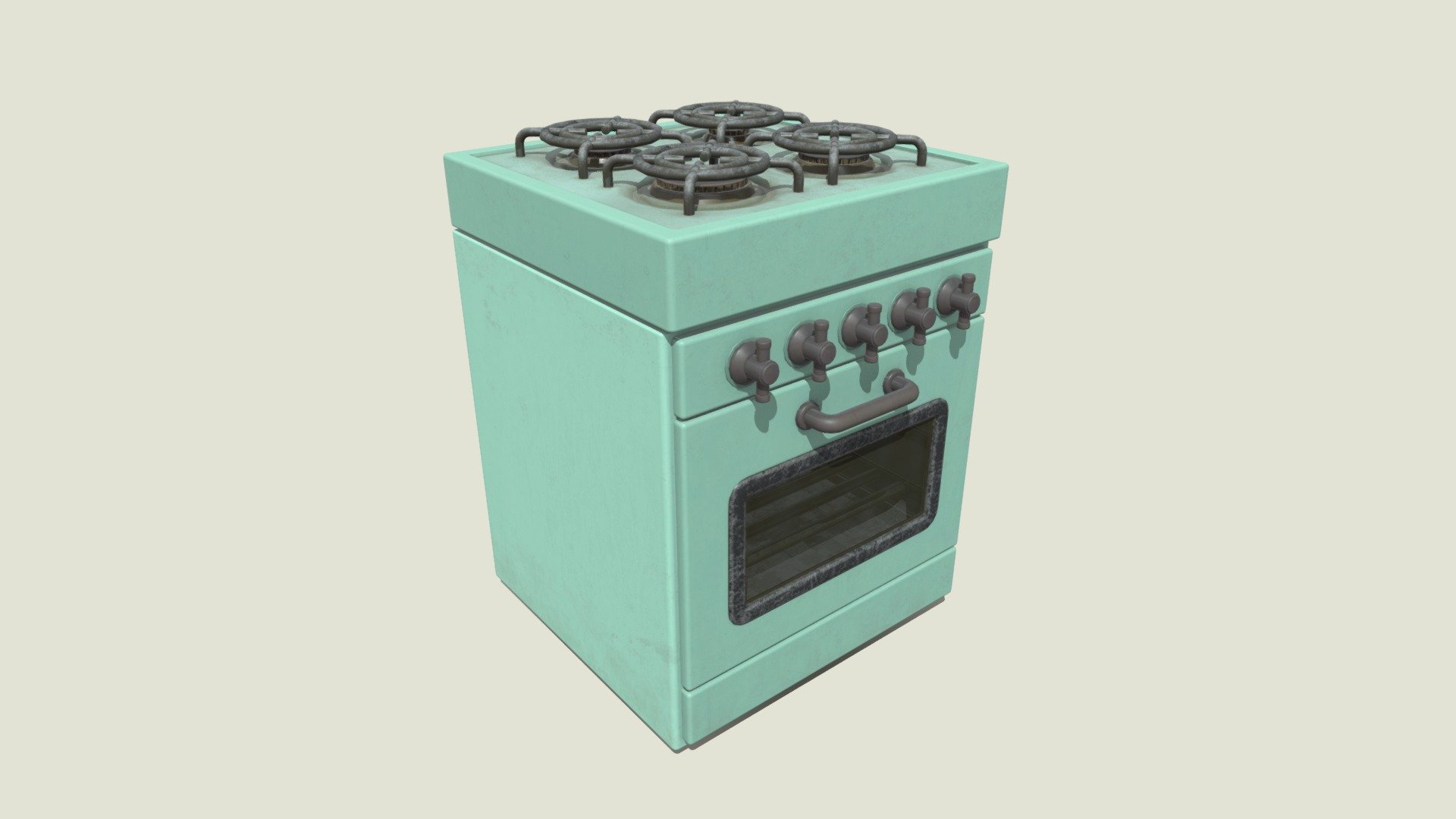 Stylized Low-poly Retro Oven 3d model