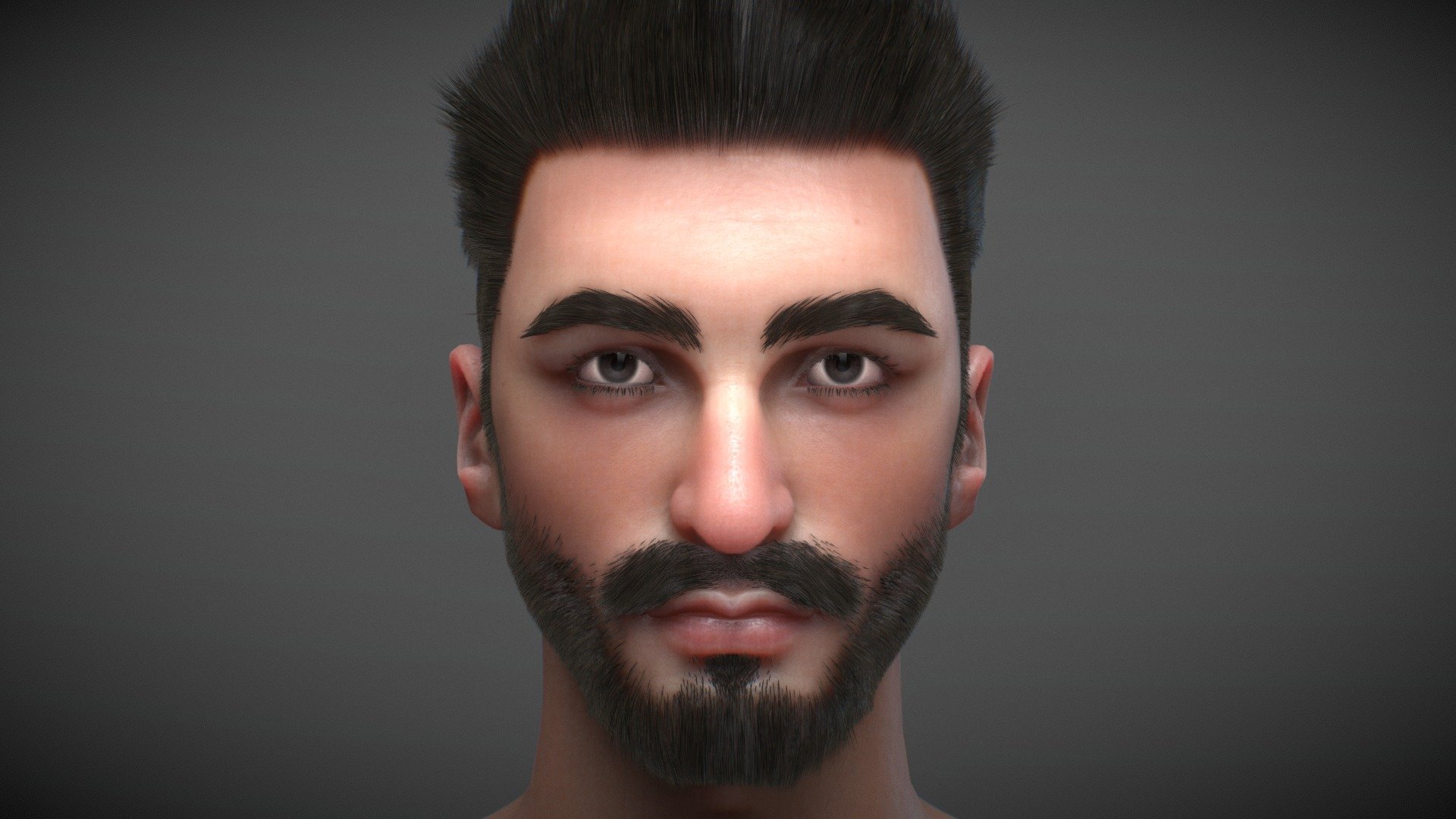 Male Head with Arabic Appearance 3d model