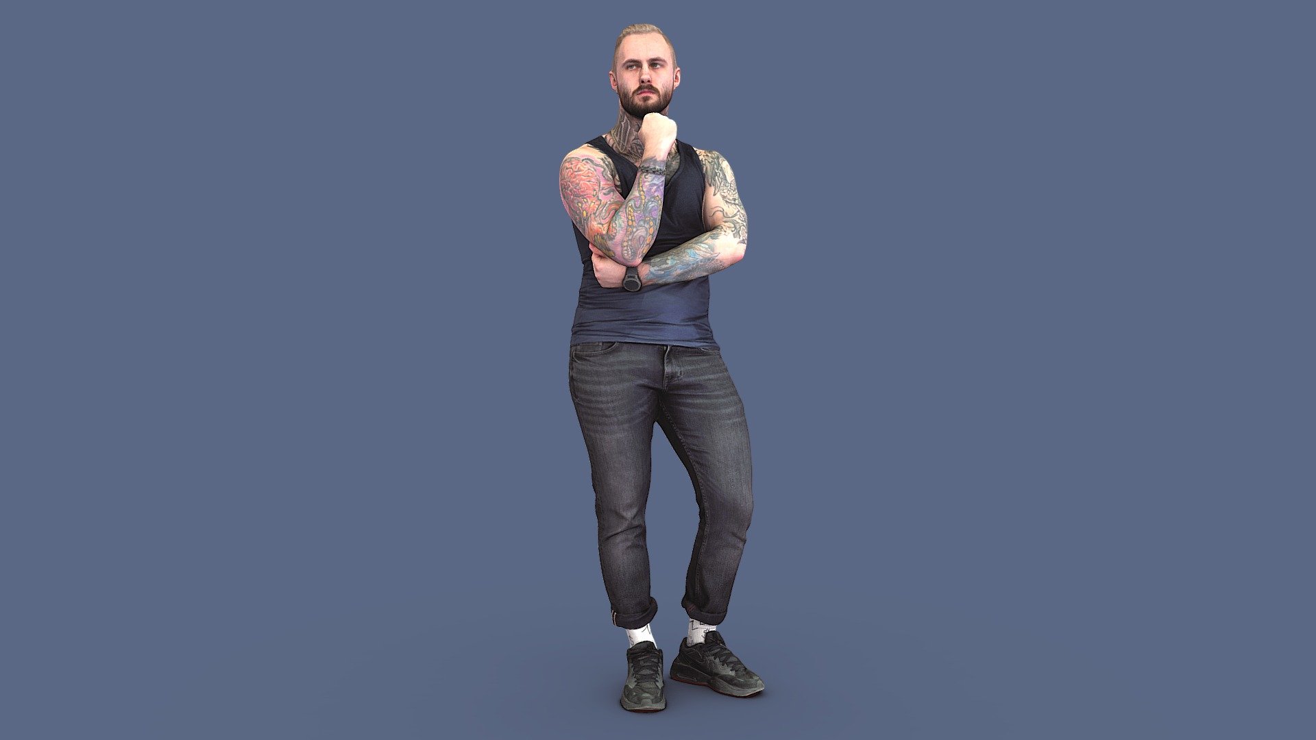 Tattooed Guy Pondered 3d model