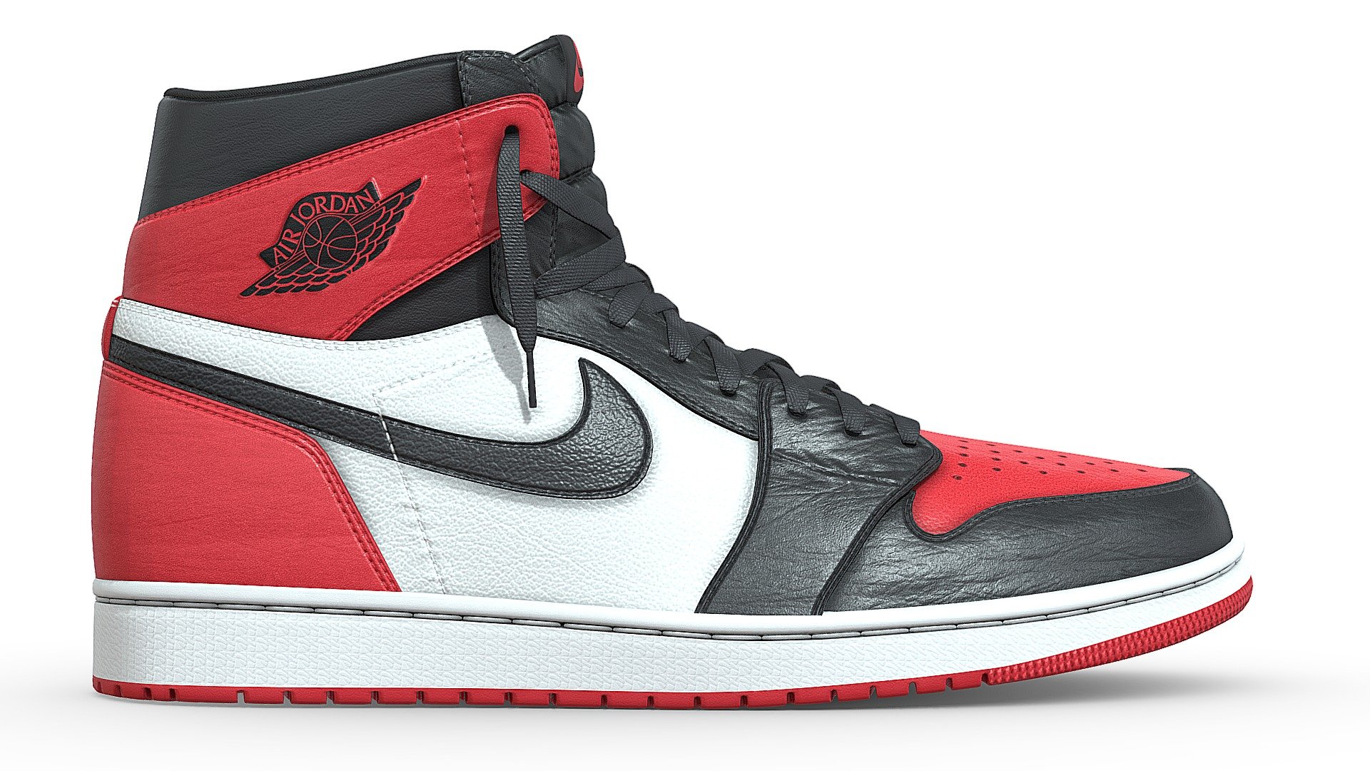 Jordan 1 Retro High OG Bred Shoe 3d model