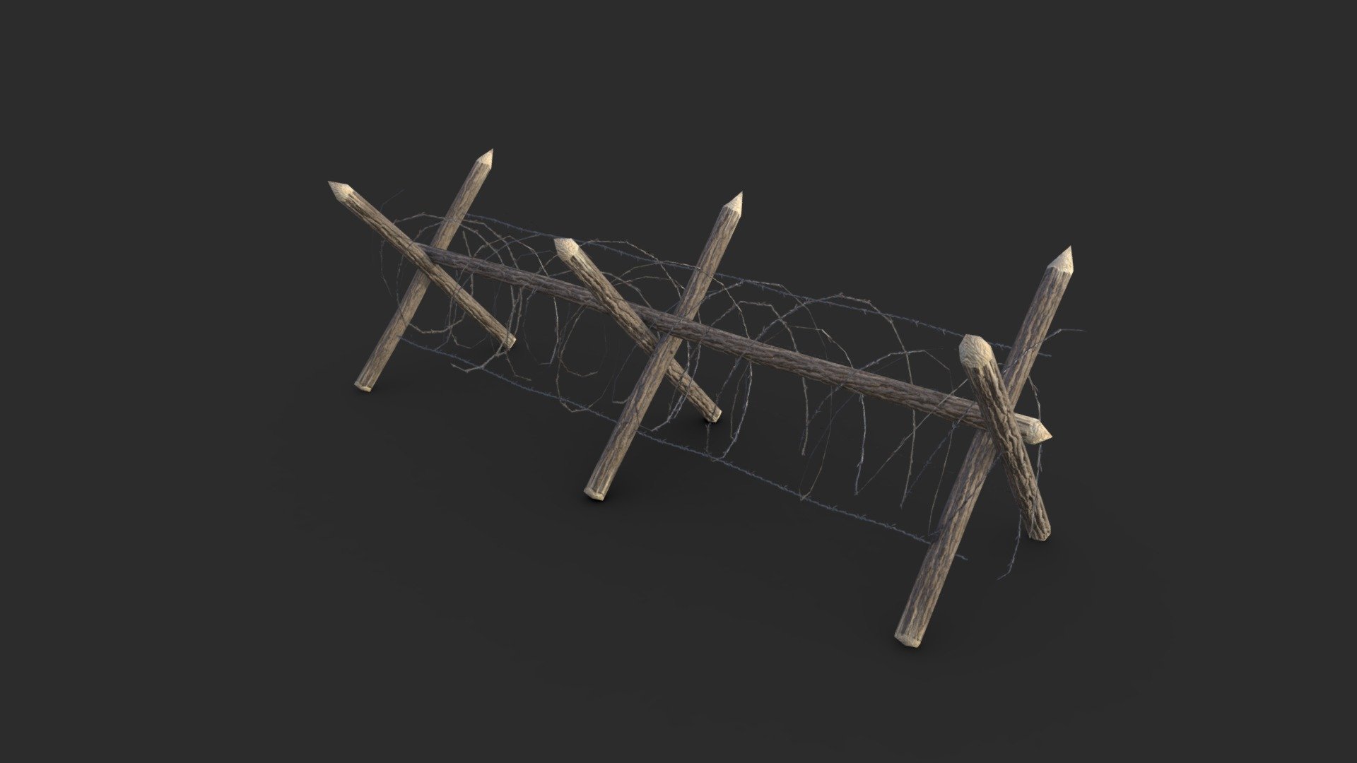 Barbed wire fence WWII 3d model