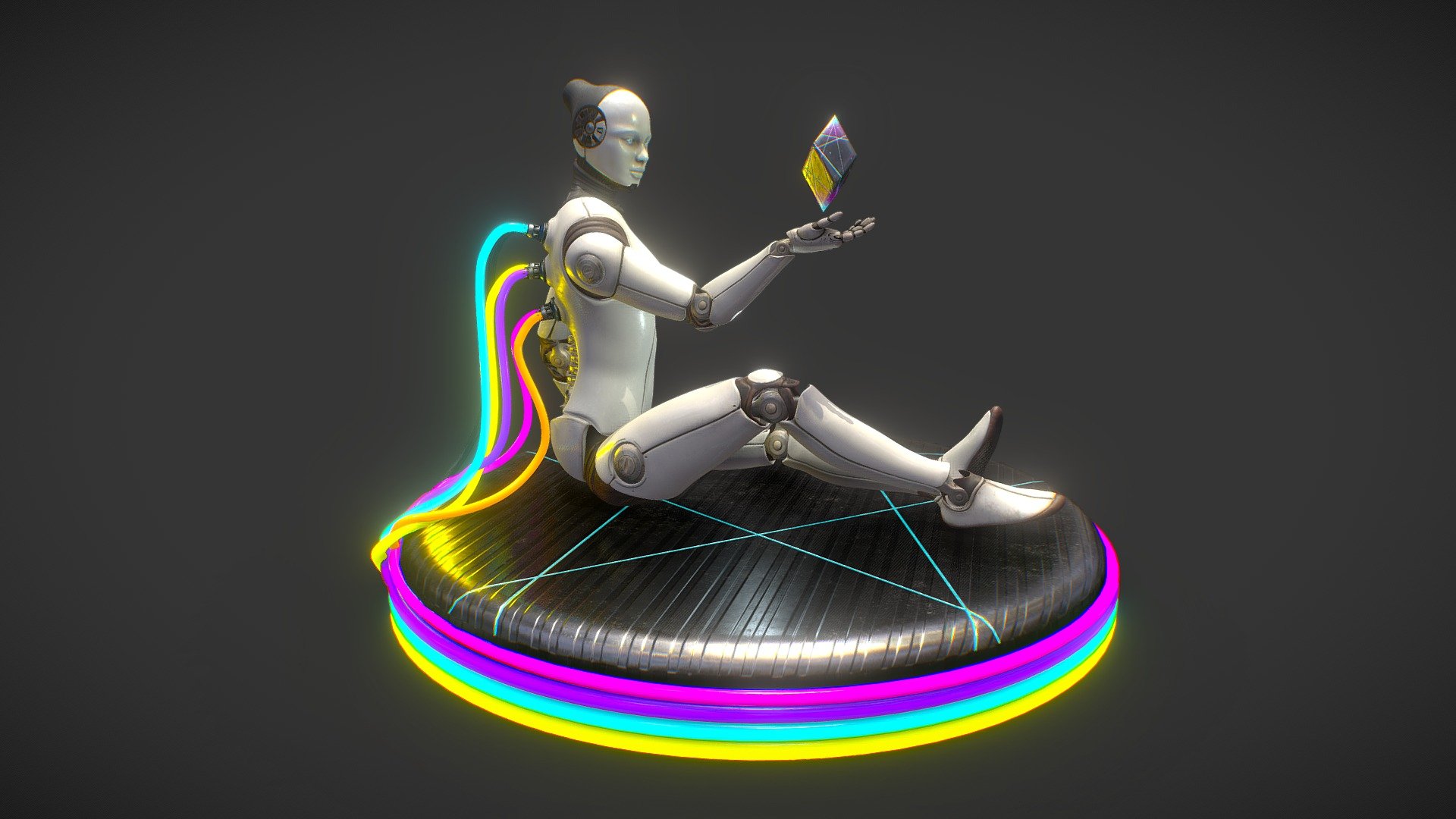 Android neon thinker 3d model