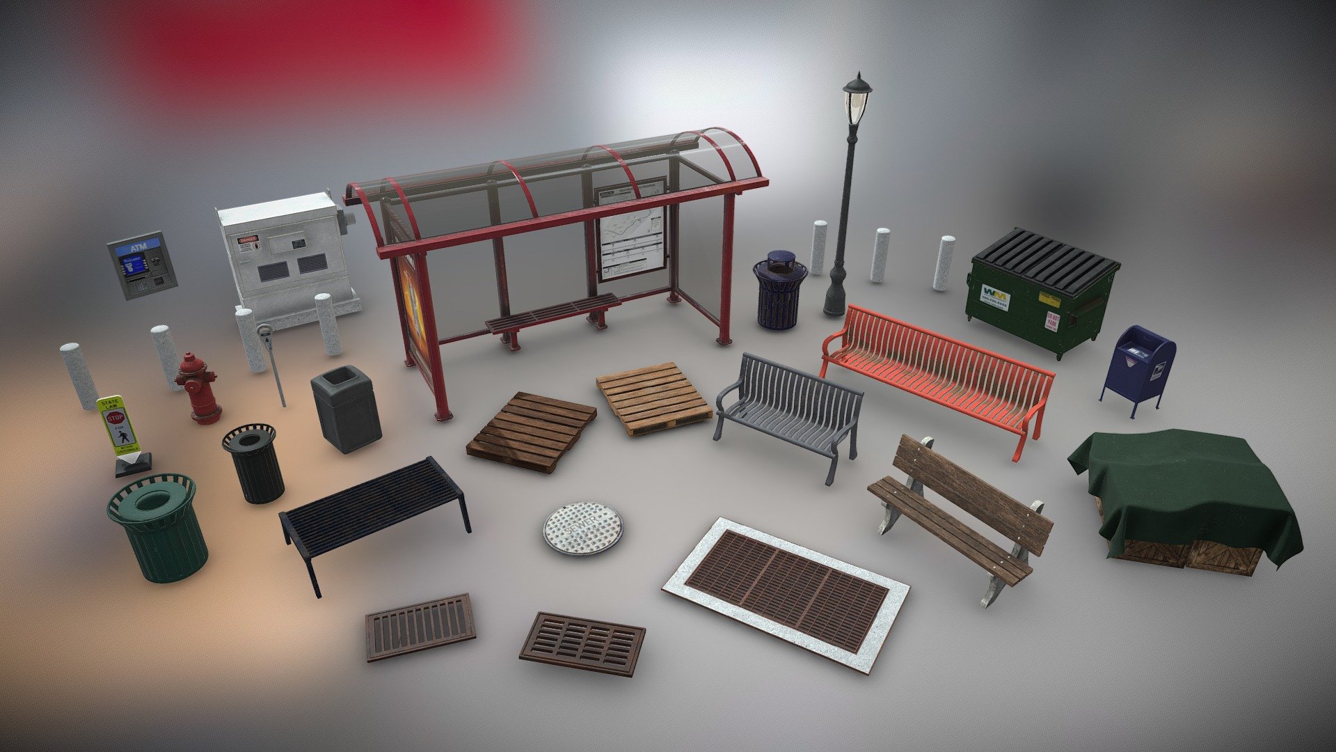 City Props Collection 3d model