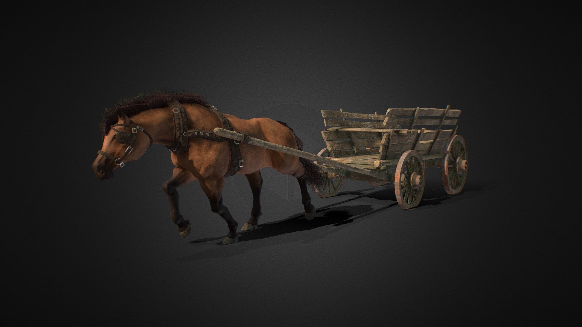 Dray with Horse 3d model