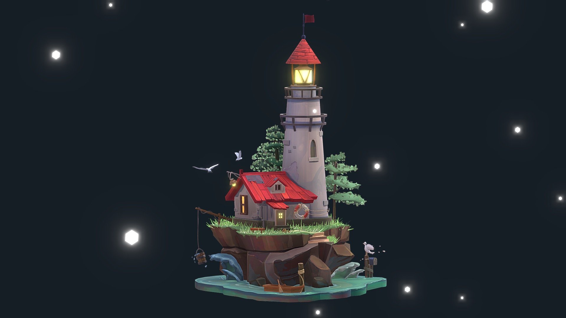 Lighthouse (Blender training project) 3d model