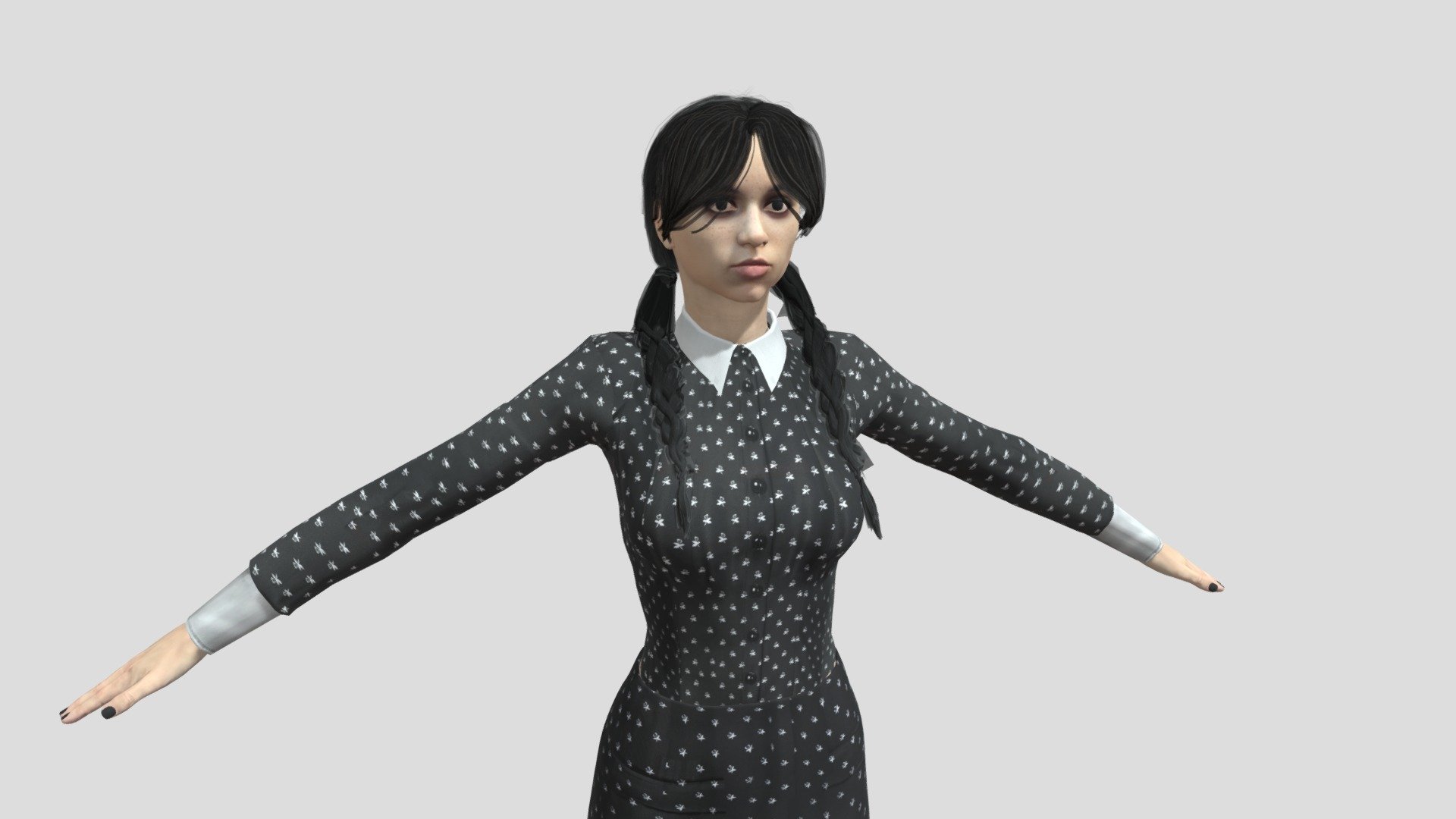 Wednesday Addams rigged 3d model