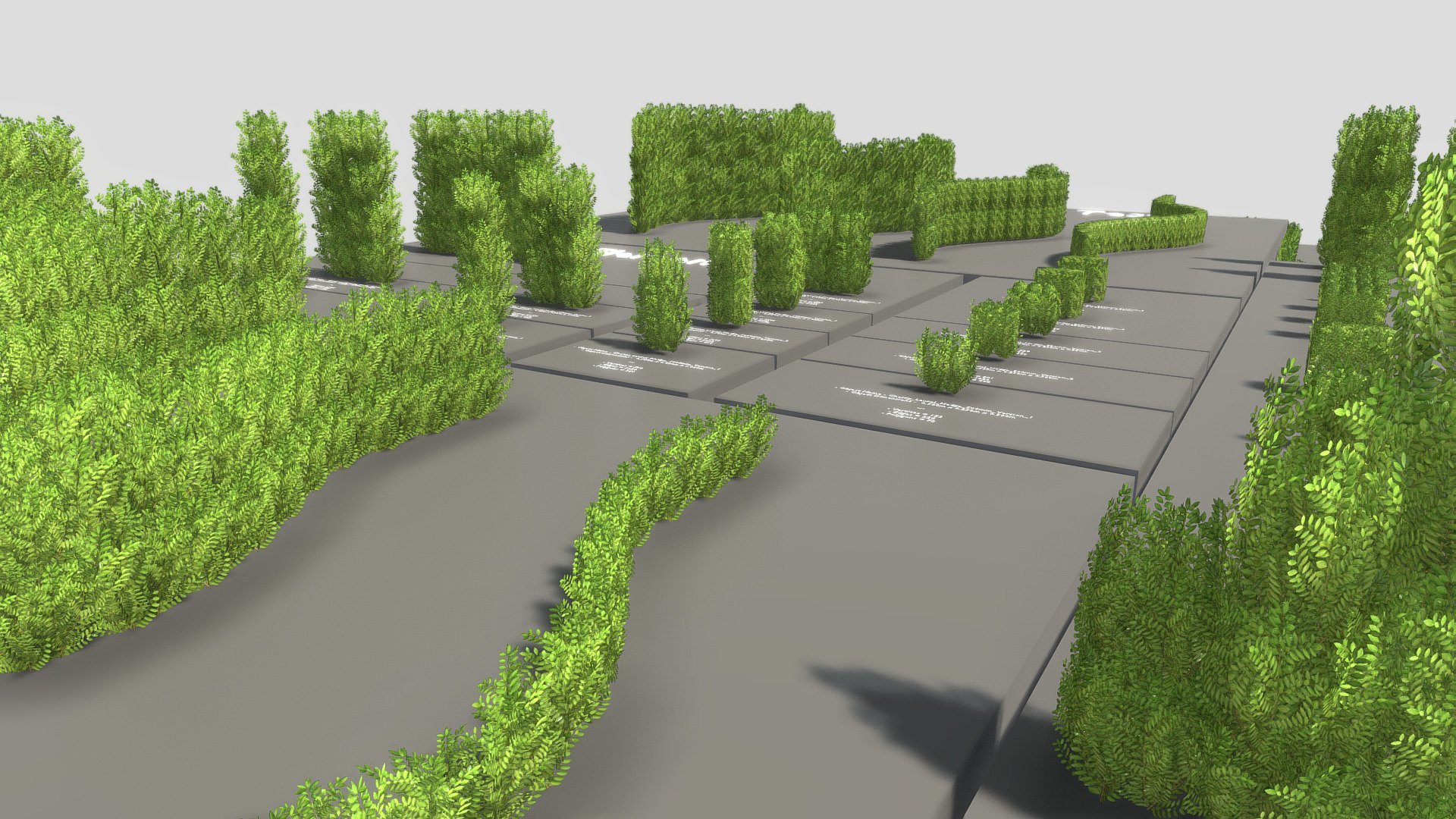 Cherry Laurel Hedge Package (Low-Poly) 3d model