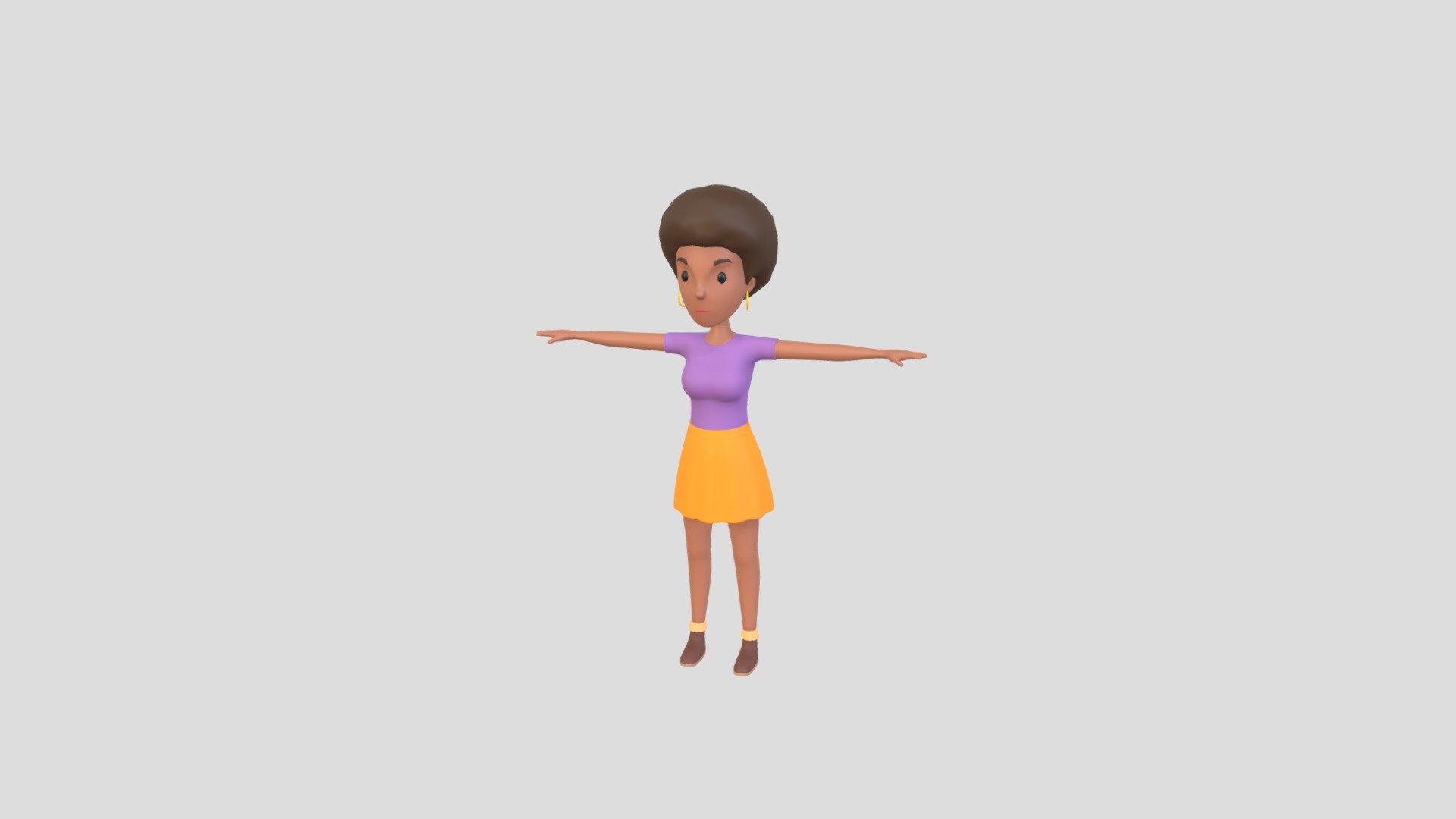 CartoonGirl033 Black Girl 3d model