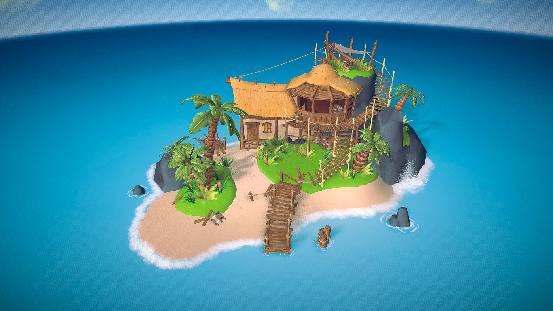 Pirate theme island 3d model