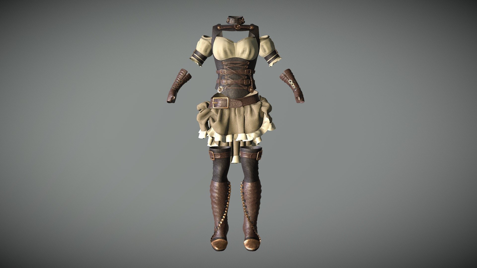 SteamPunk Female Armor 3d model