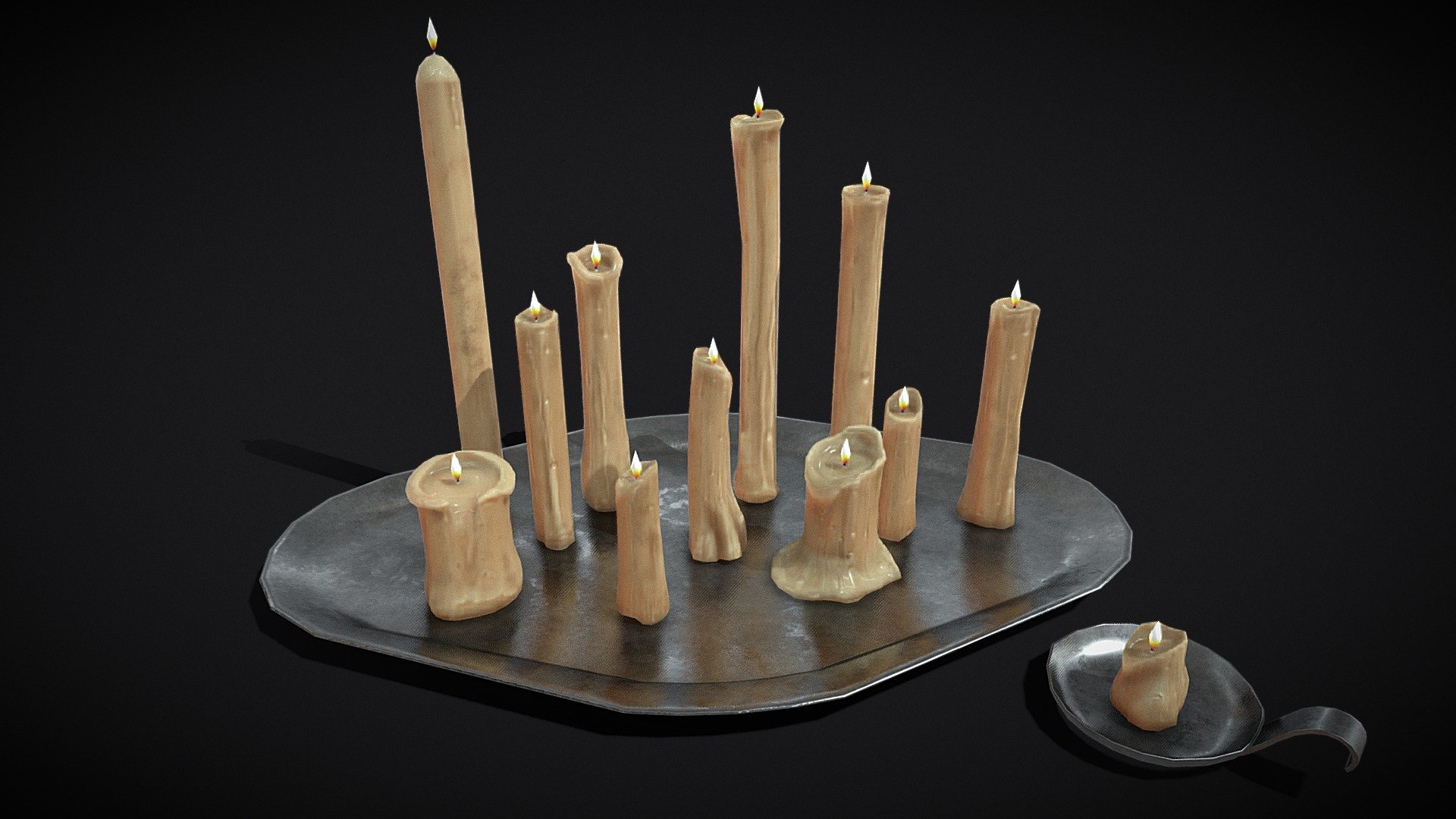 Plated Melted Candles 3d model