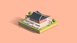 Cartoon Lowpoly Deoksugung Palace Landmark