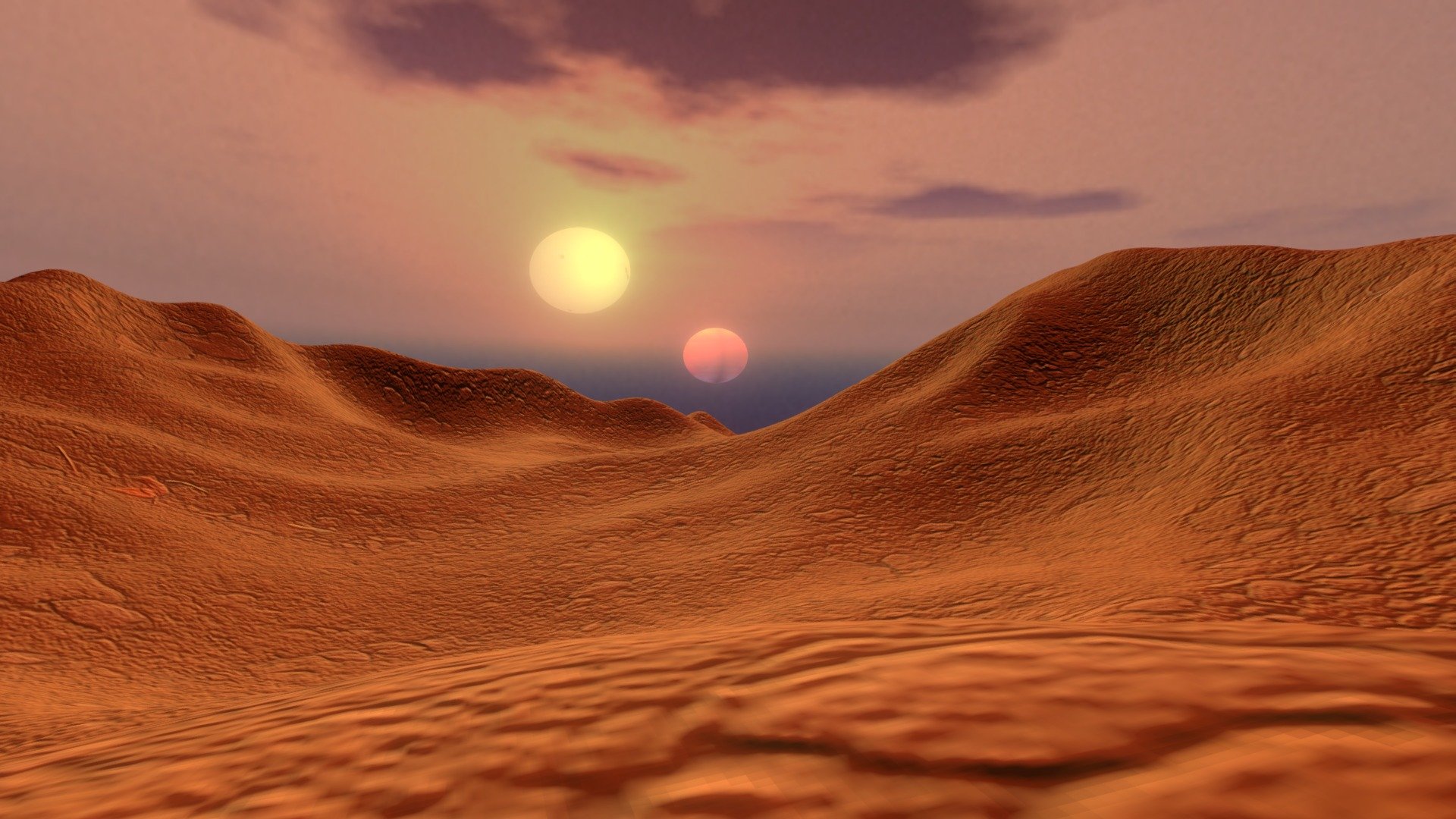 Star Wars: Binary sunset over Tatooine desert 3d model