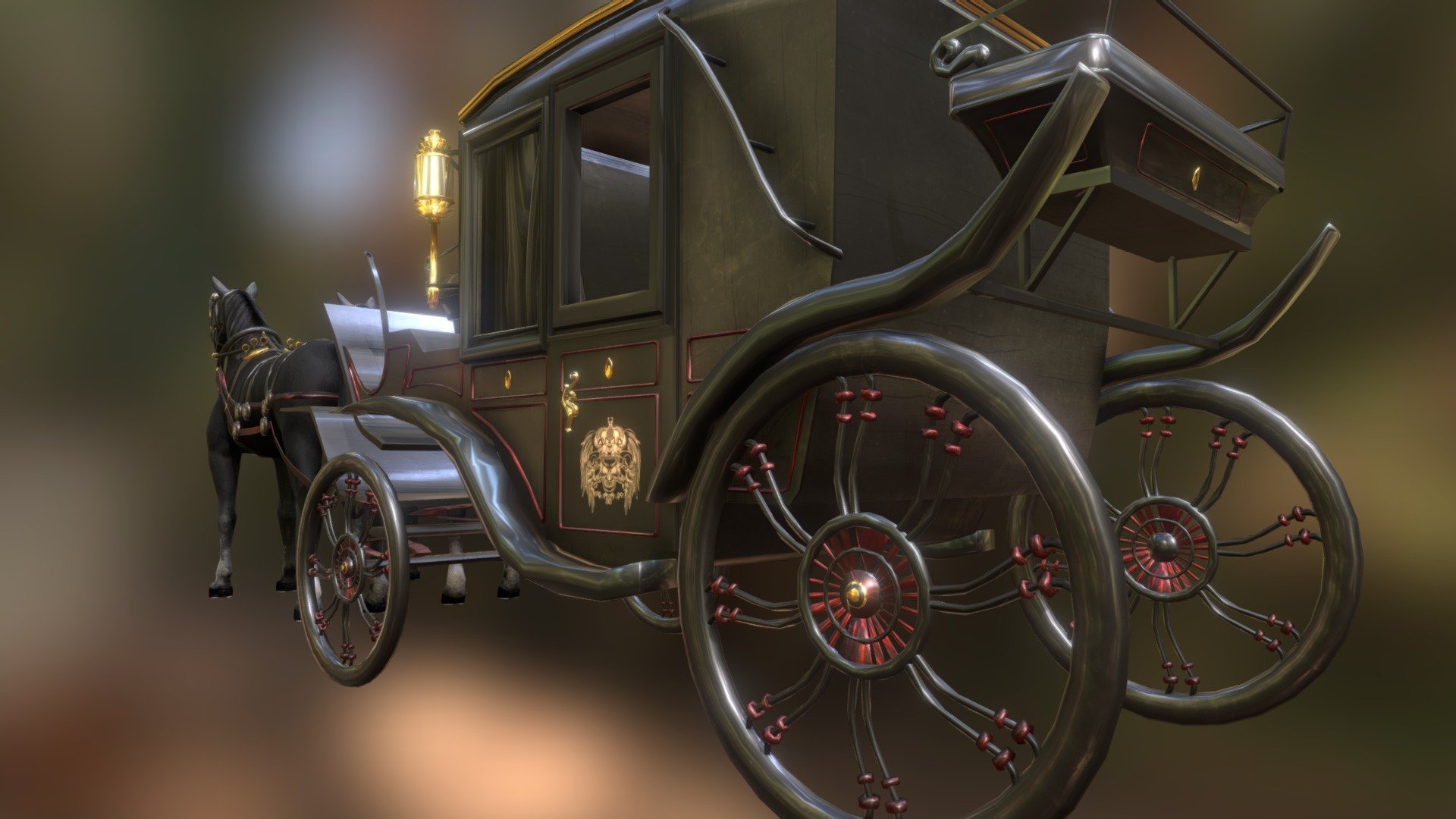 classic black carriage 3d model