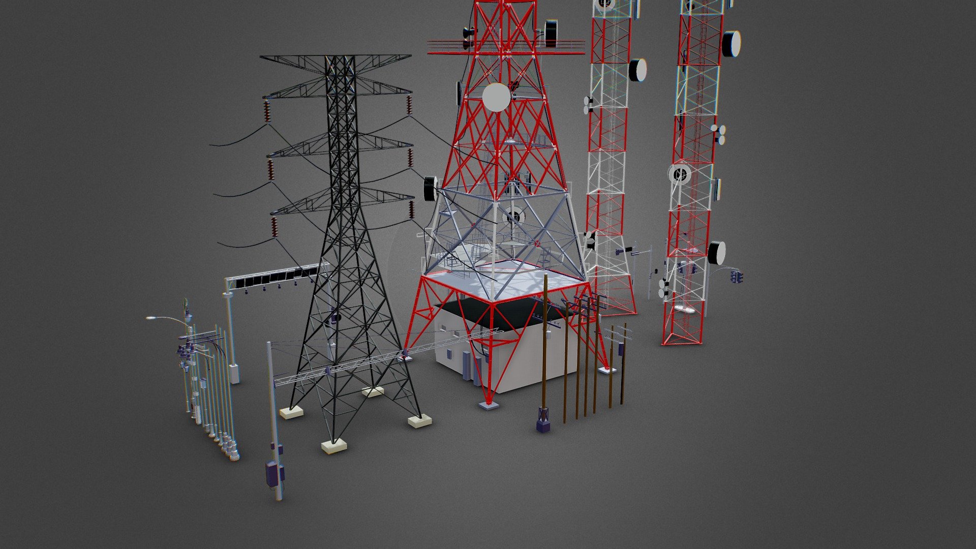 Towers, Lamps and Structures 3d model