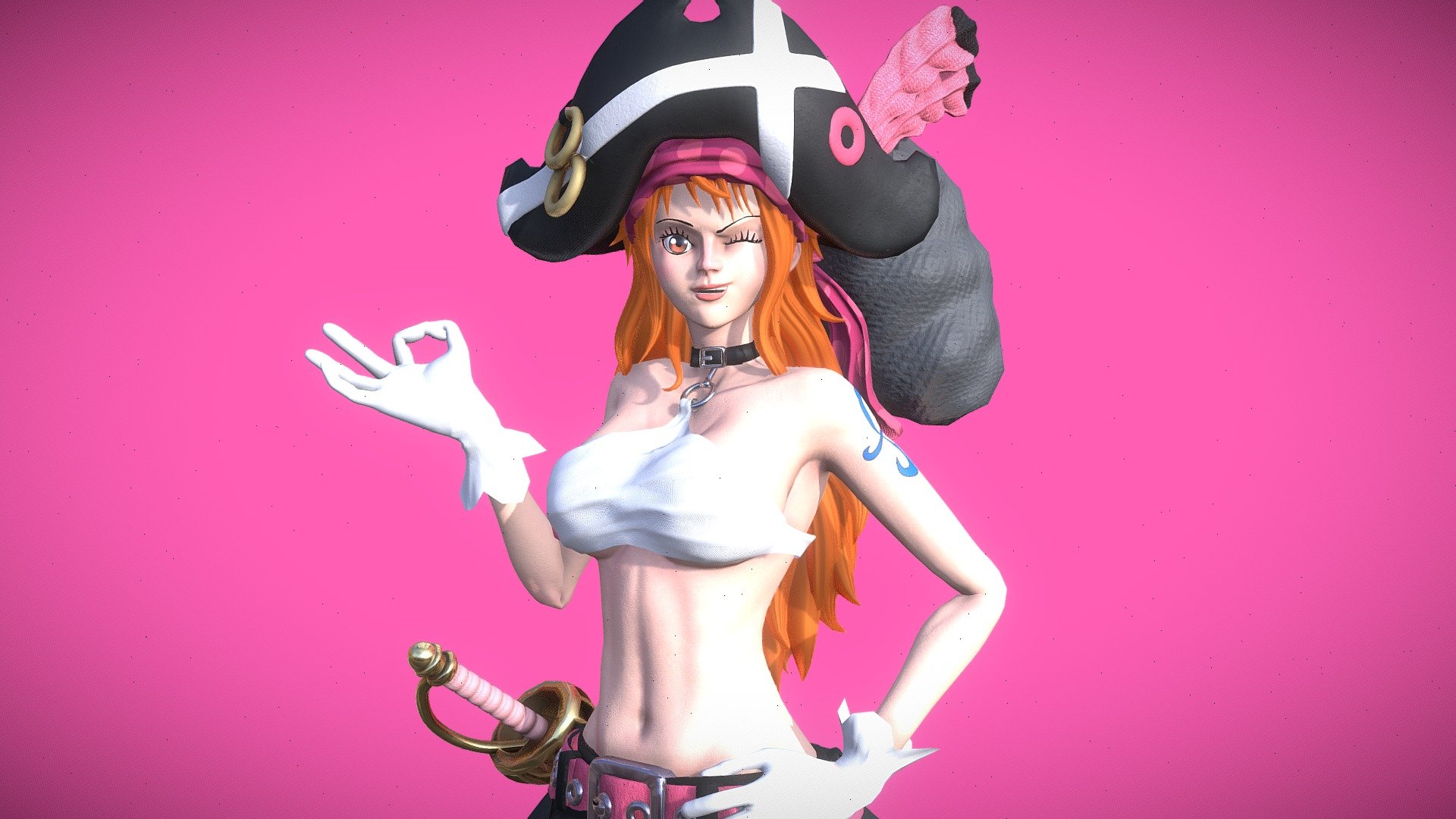 Nami One Piece Red 3d model