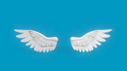 Stylized Toon Angel Wings, Rigged and Animated