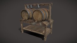 Wine Barrels And Holder FBX